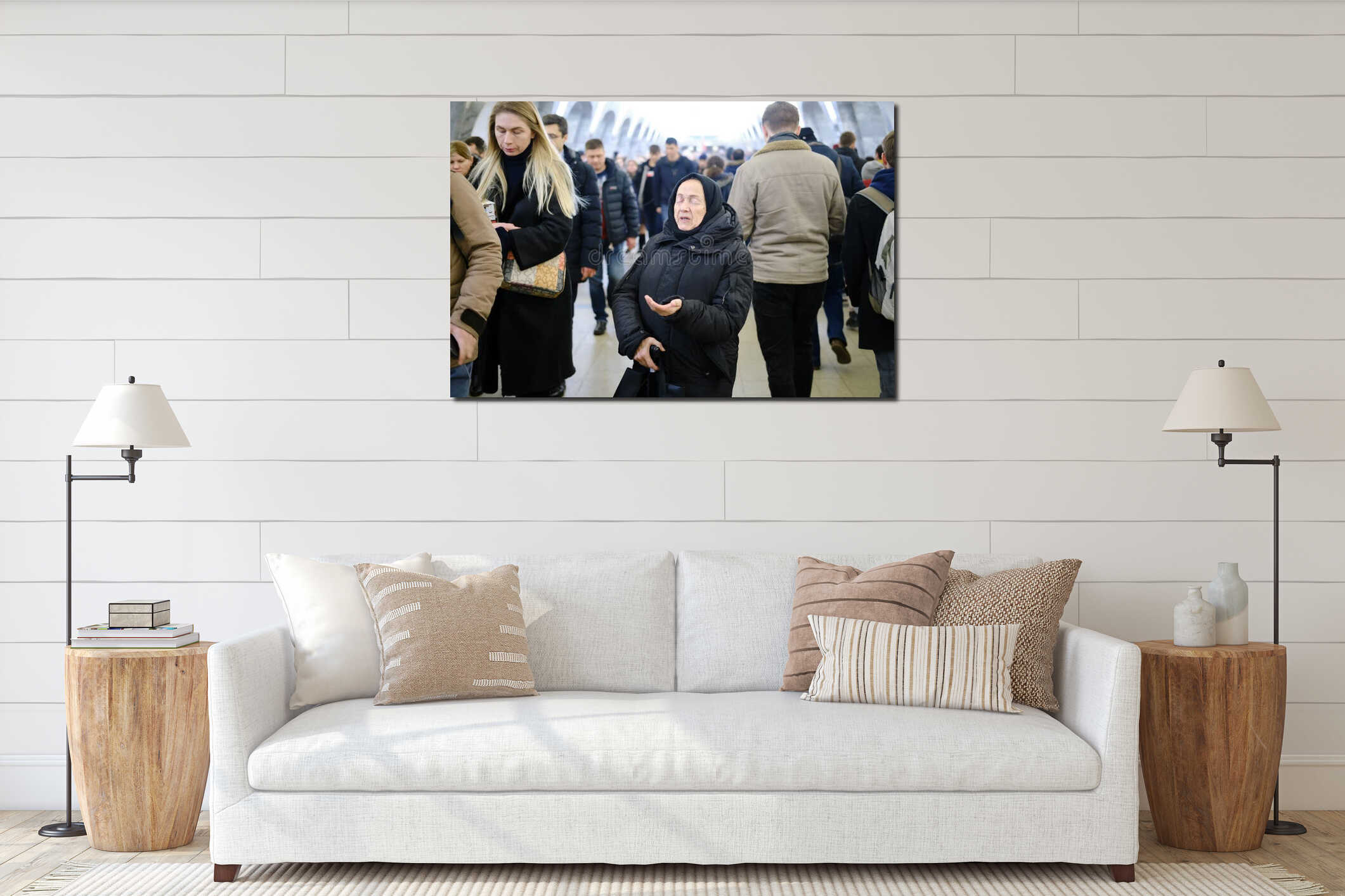 Canvas hanging interior mockup