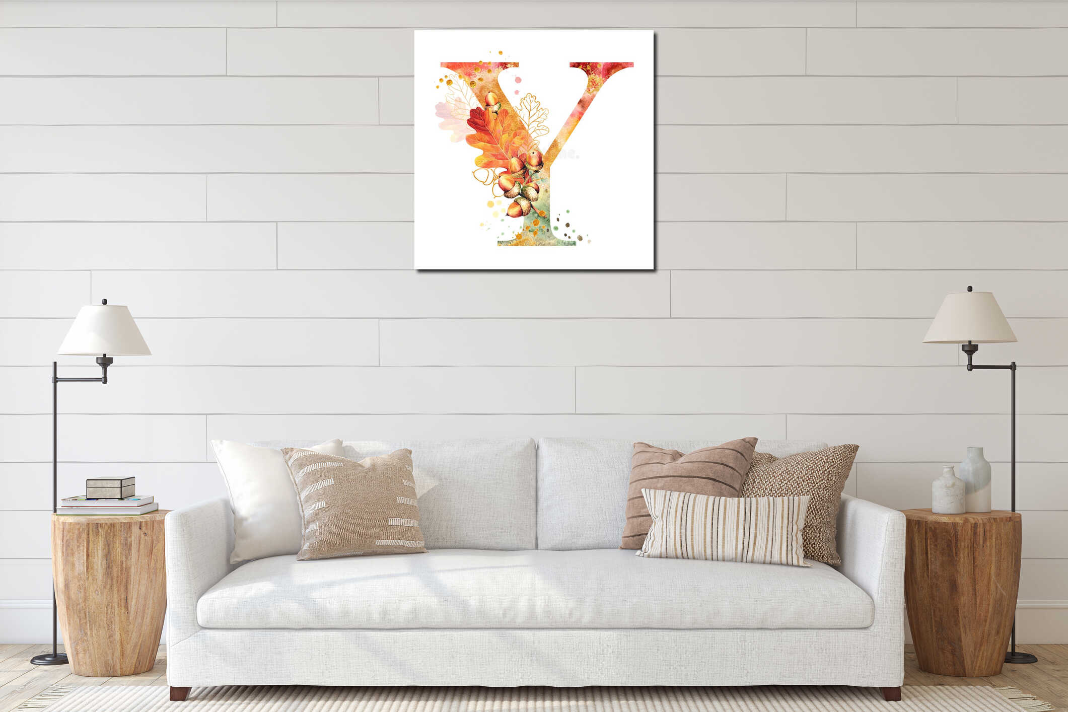 Canvas hanging interior mockup