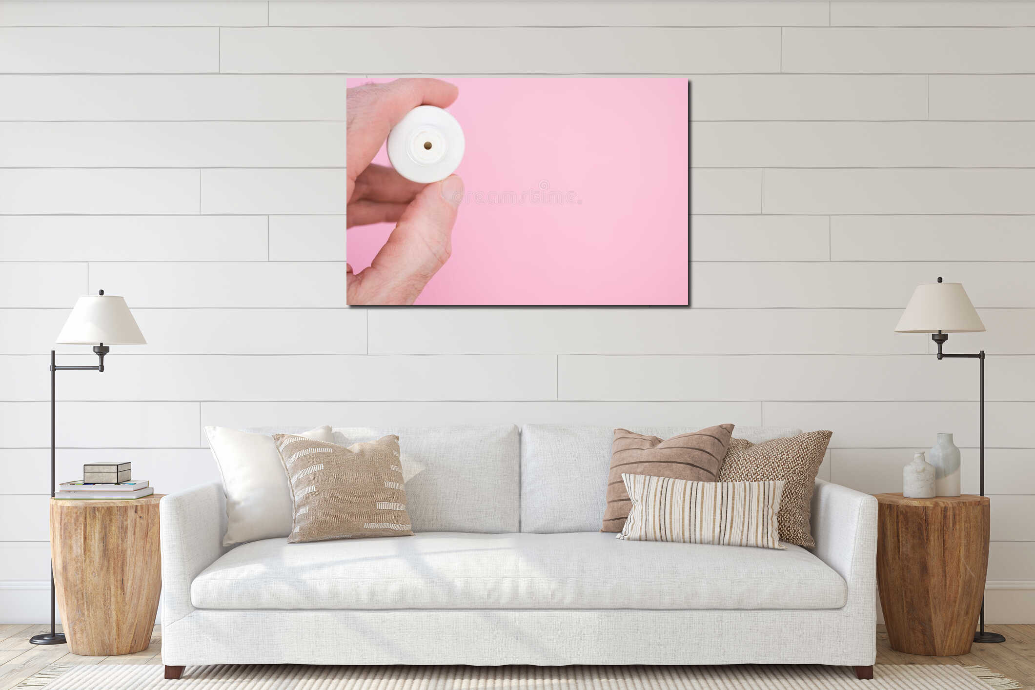 Canvas hanging interior mockup
