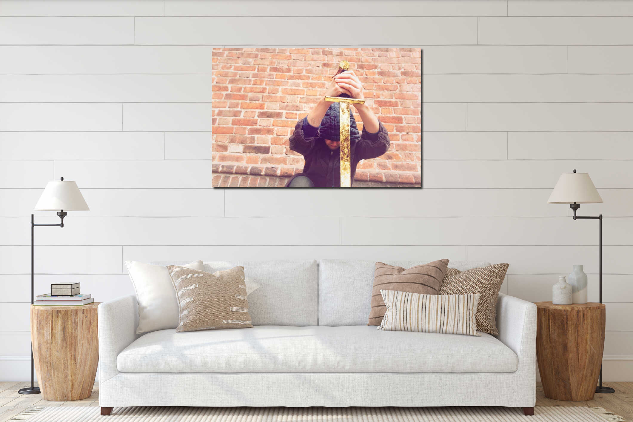 Canvas hanging interior mockup