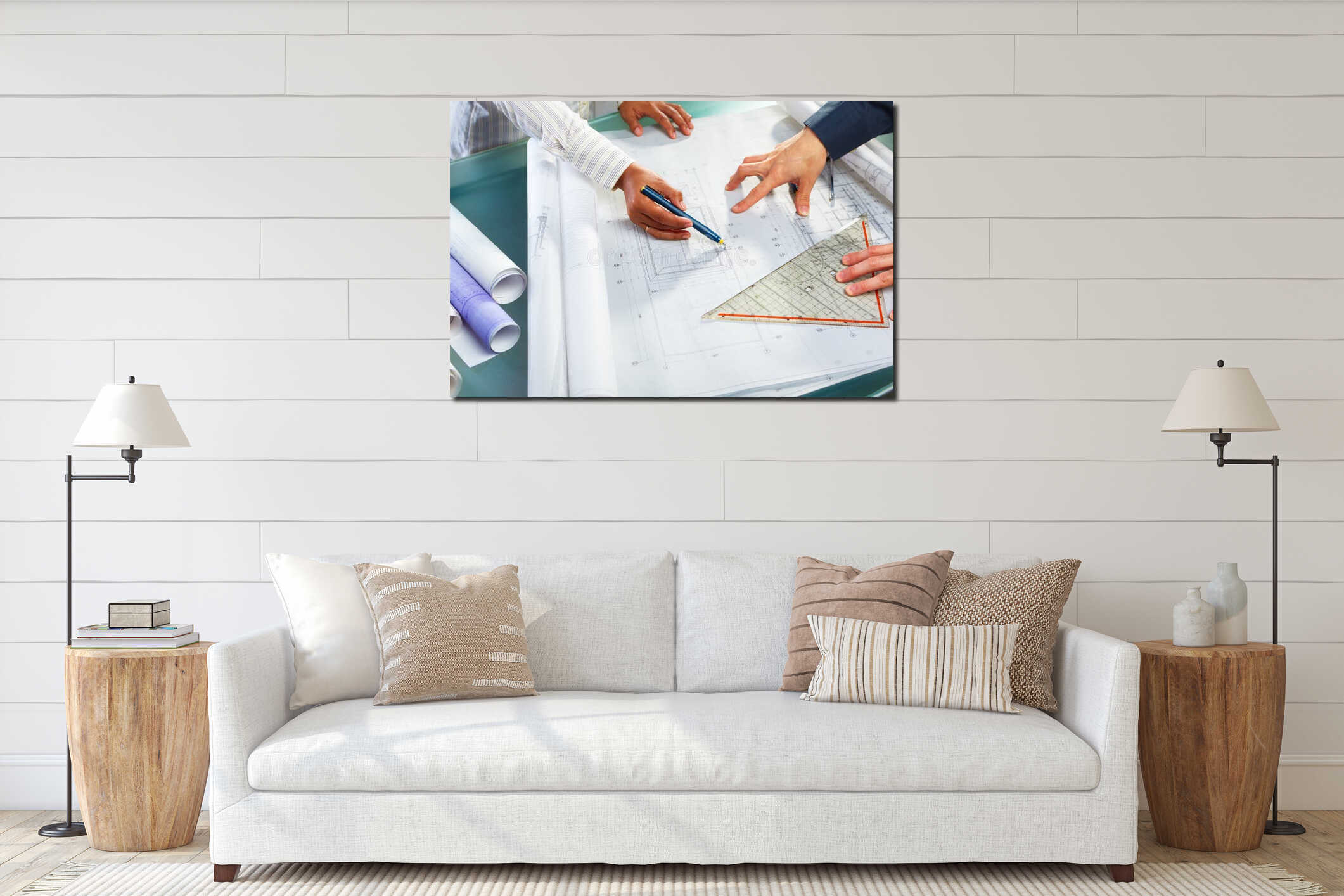 Canvas hanging interior mockup