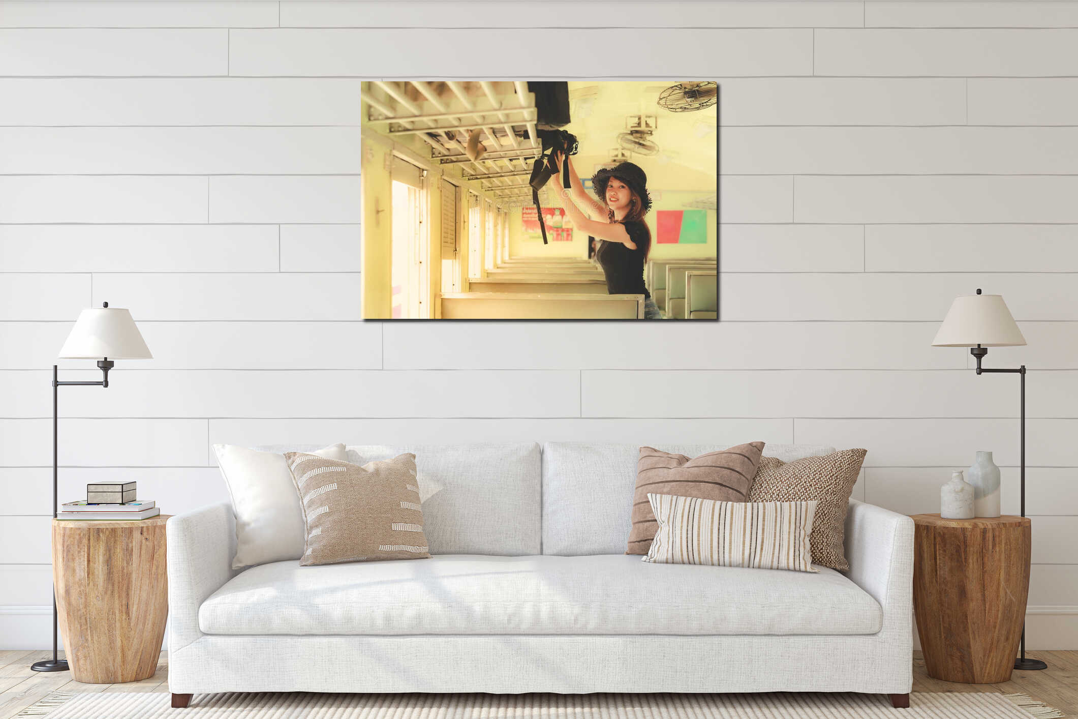 Canvas hanging interior mockup