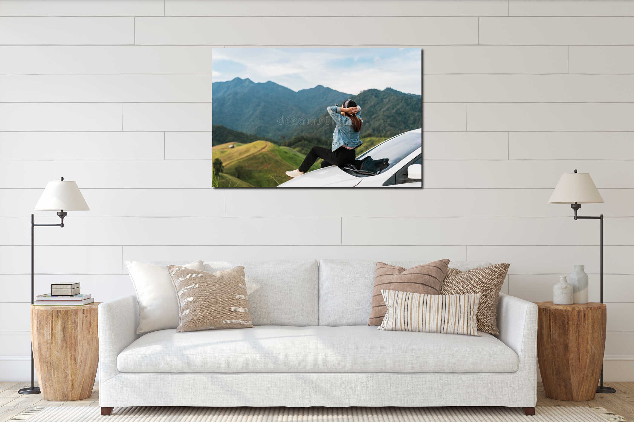 Canvas hanging interior mockup