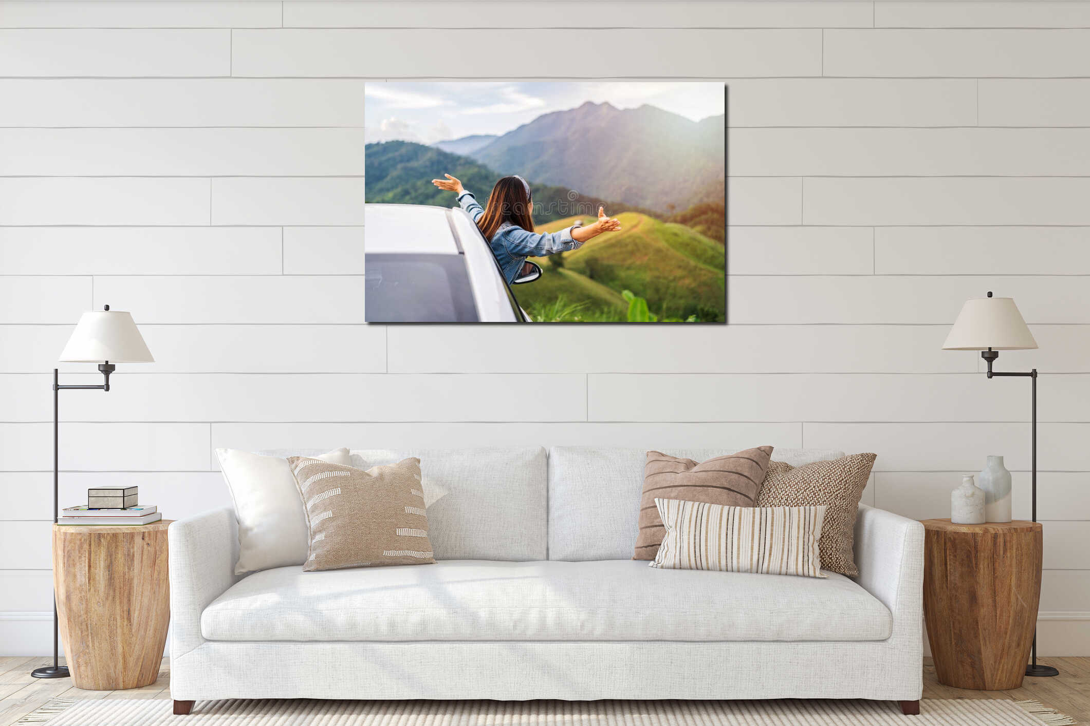 Canvas hanging interior mockup