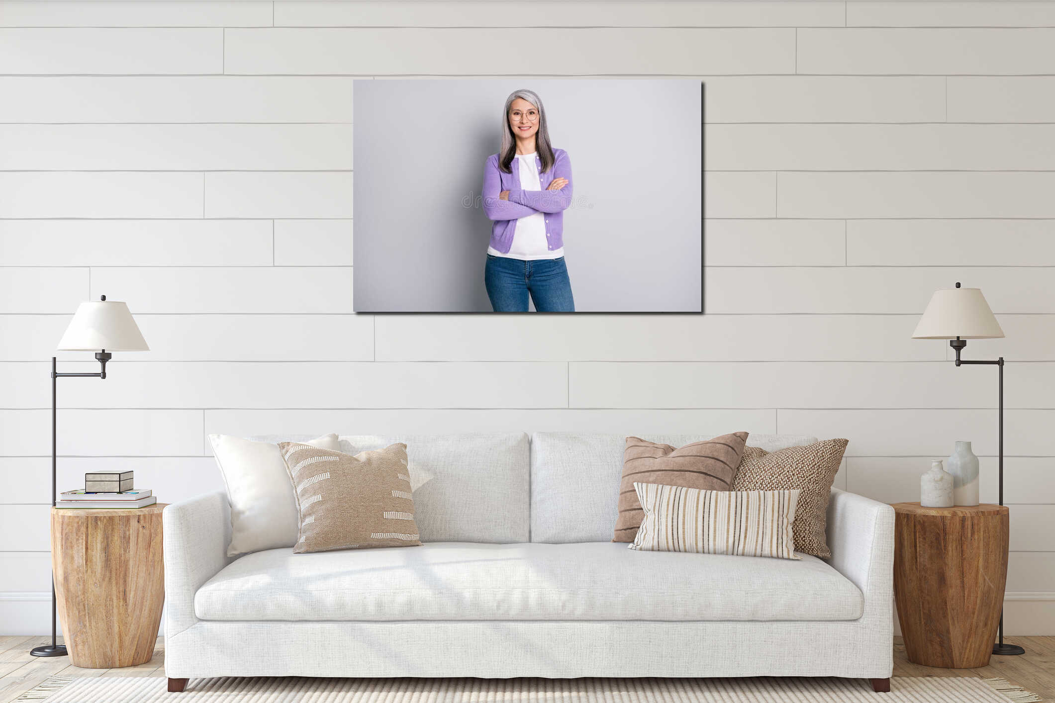 Canvas hanging interior mockup