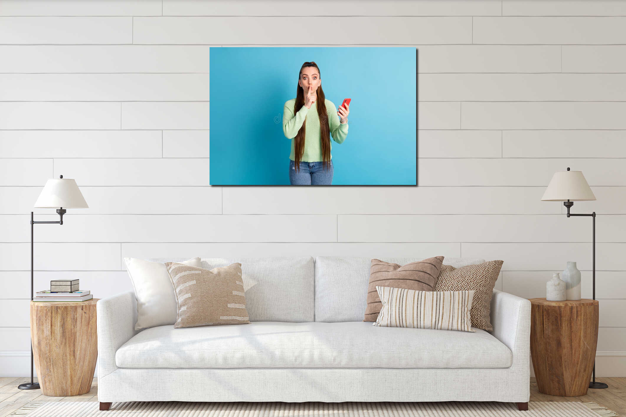 Canvas hanging interior mockup