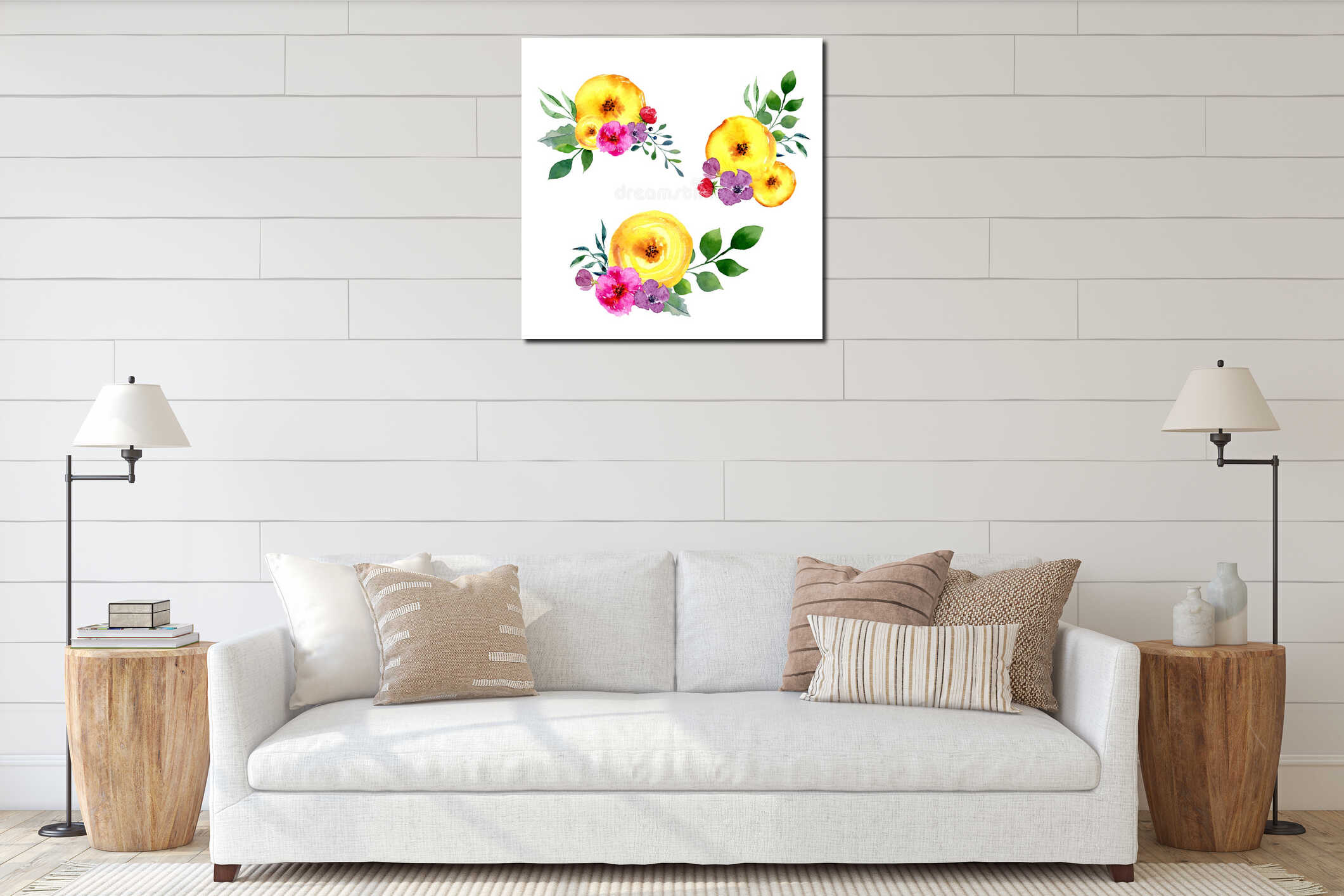 Canvas hanging interior mockup