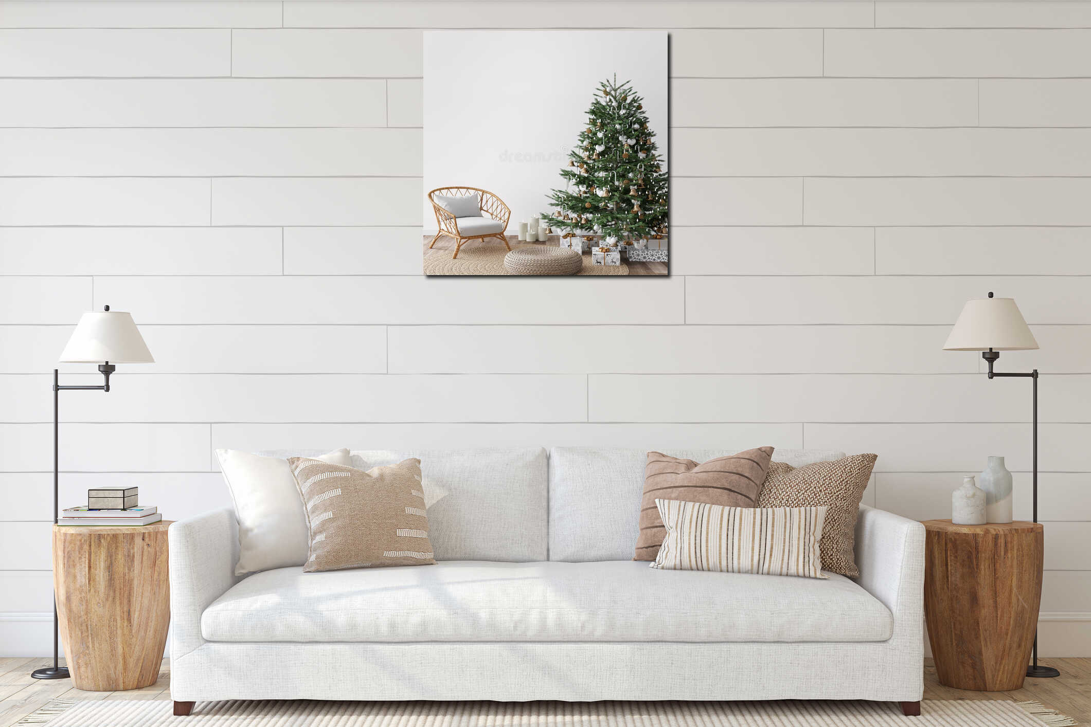 Canvas hanging interior mockup