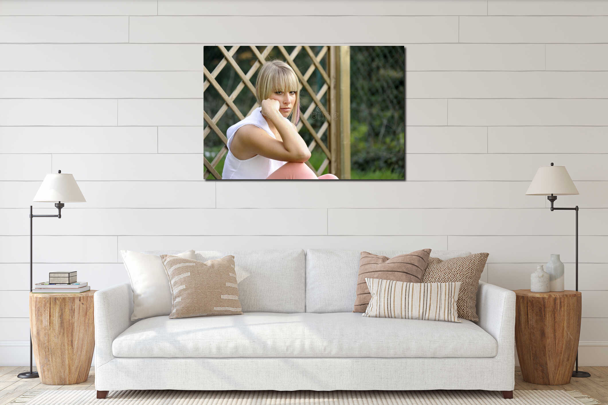 Canvas hanging interior mockup