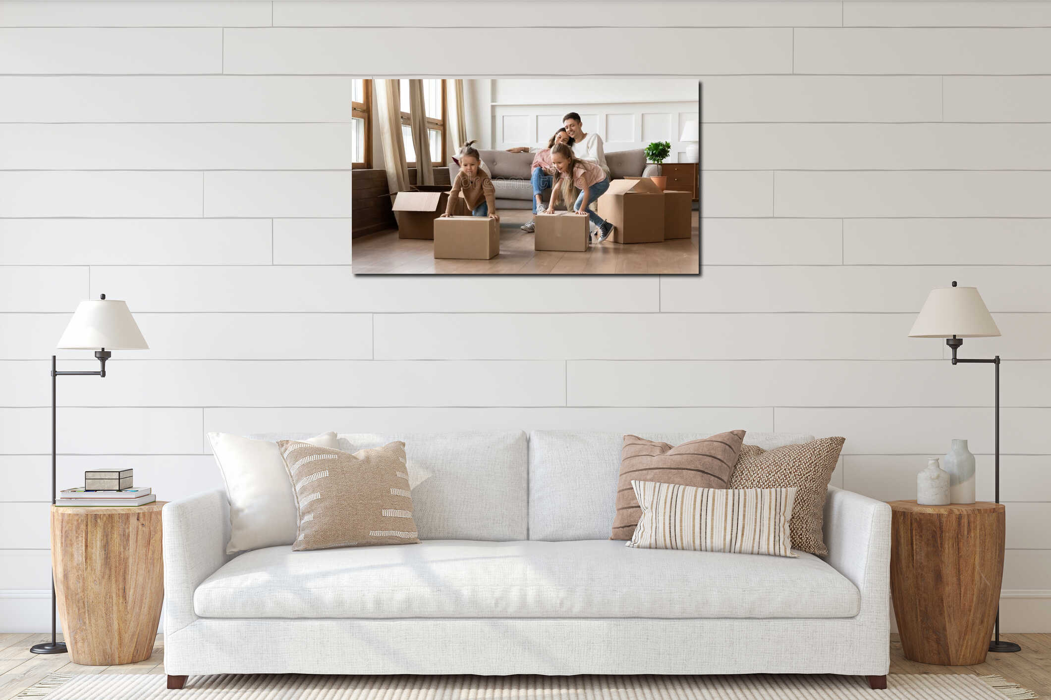 Canvas hanging interior mockup