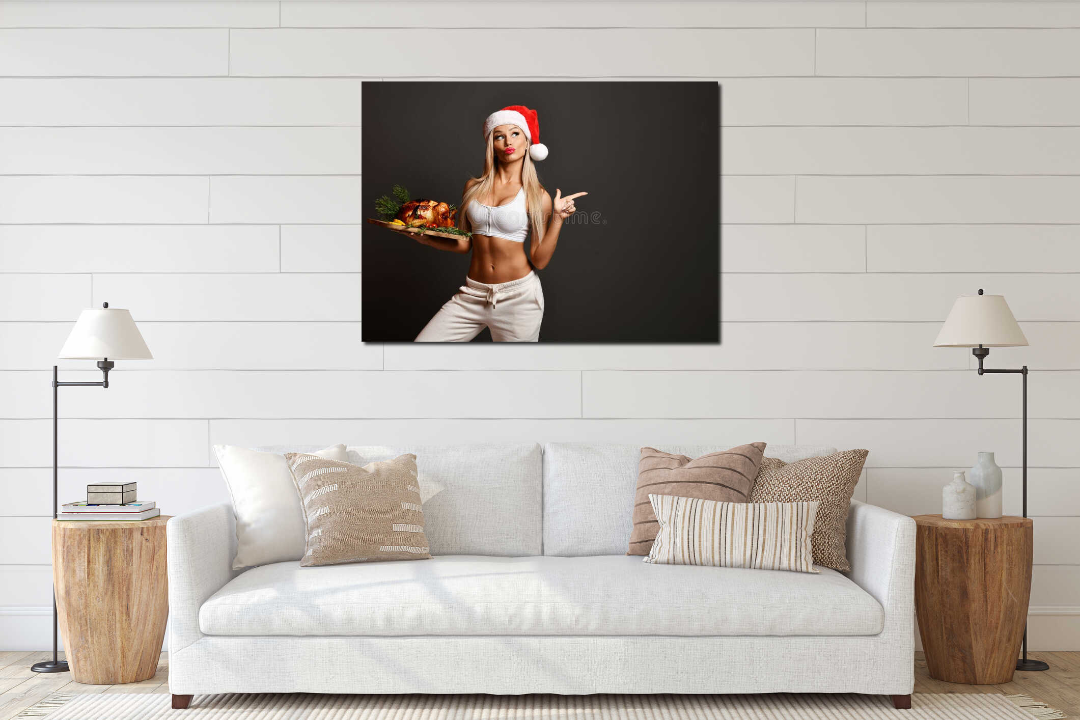Canvas hanging interior mockup