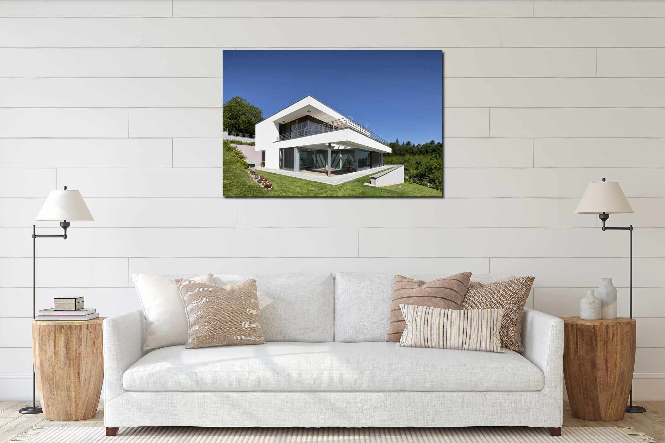 Canvas hanging interior mockup