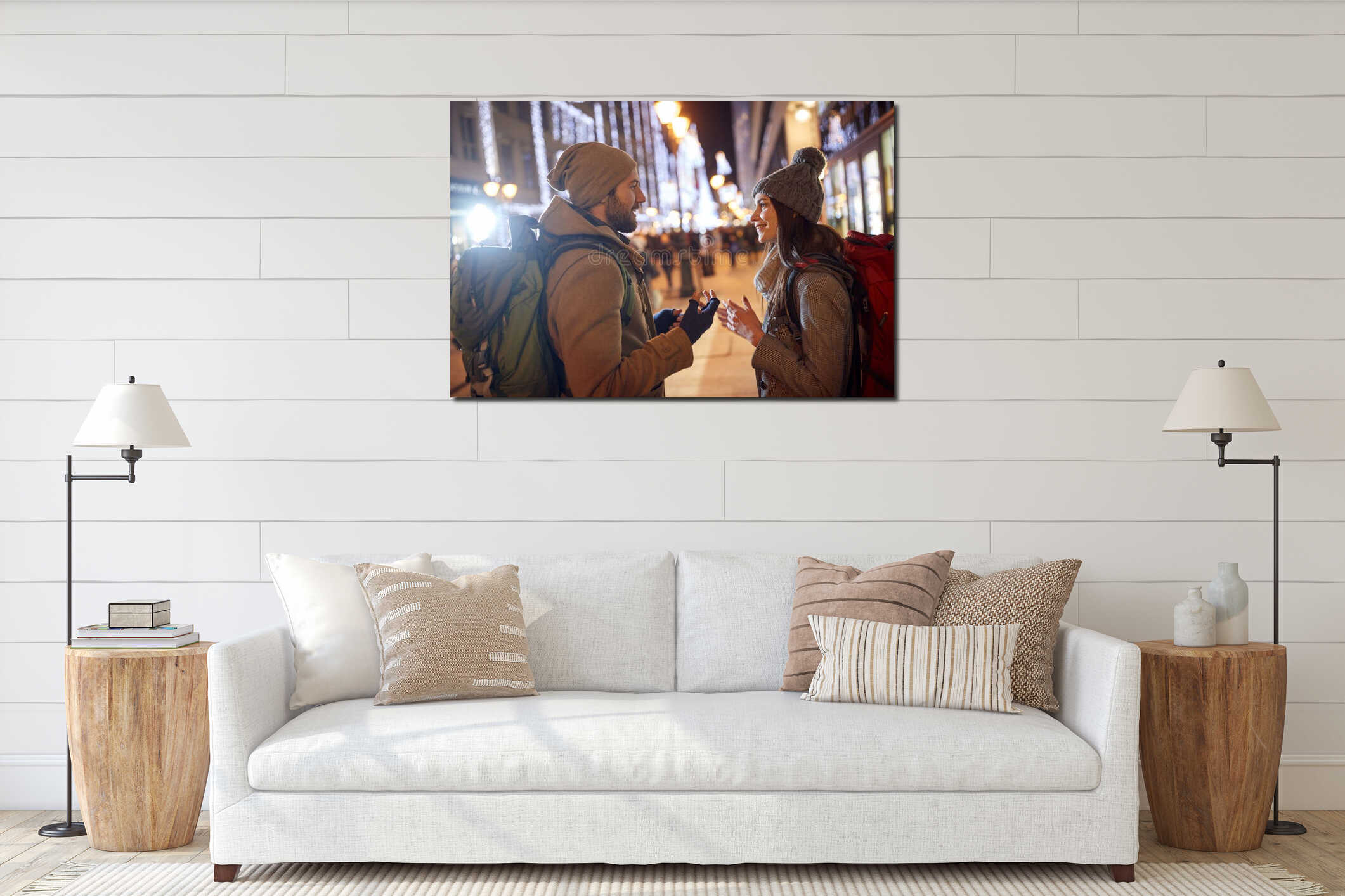 Canvas hanging interior mockup