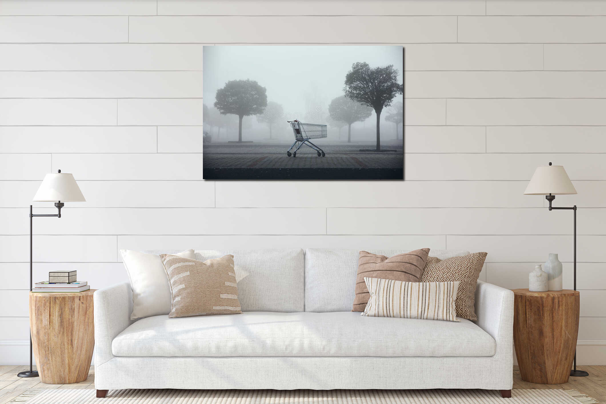 Canvas hanging interior mockup