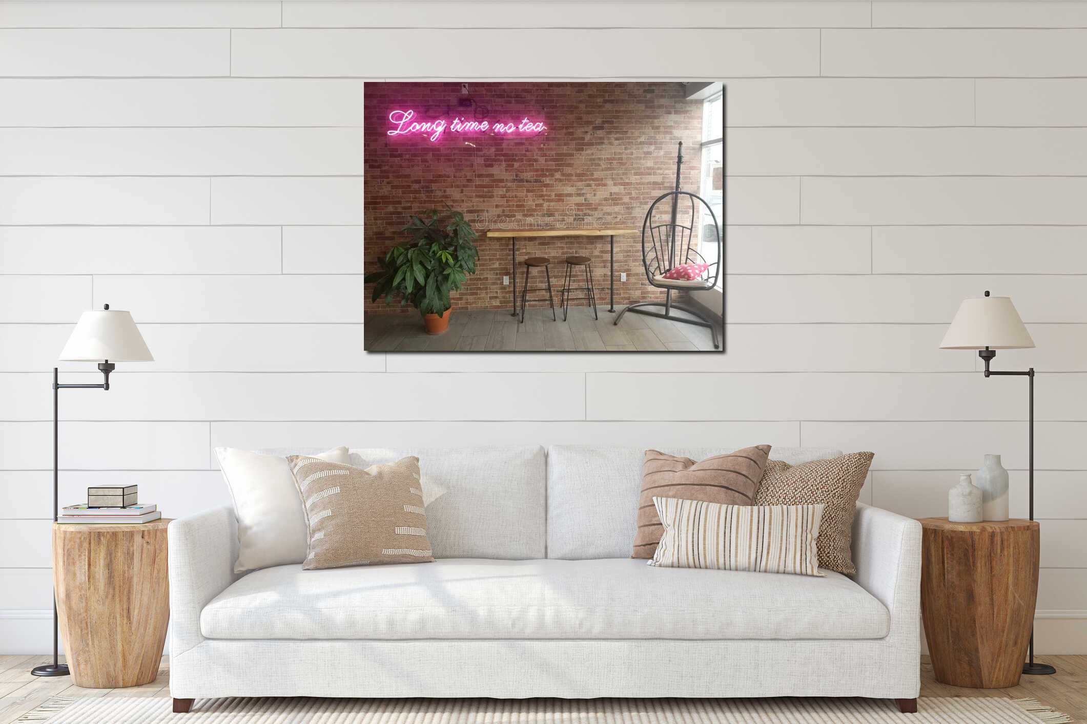 Canvas hanging interior mockup