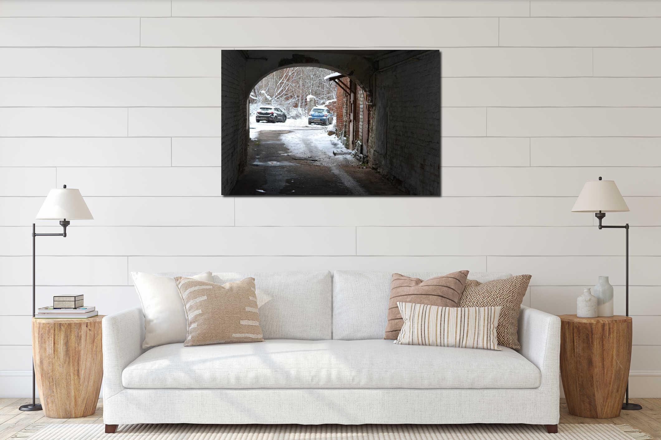 Canvas hanging interior mockup