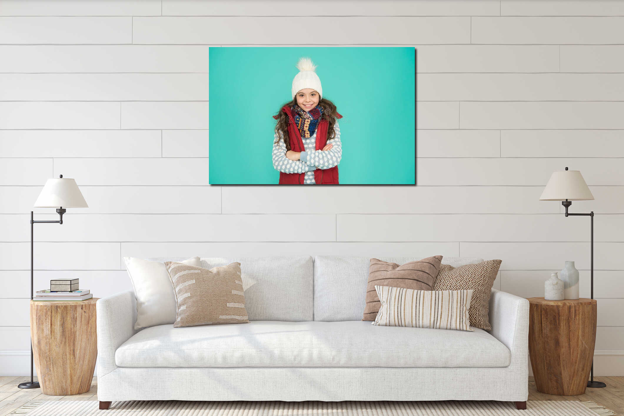 Canvas hanging interior mockup