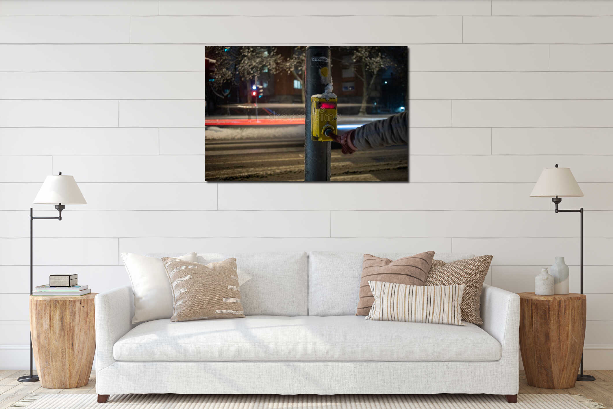 Canvas hanging interior mockup