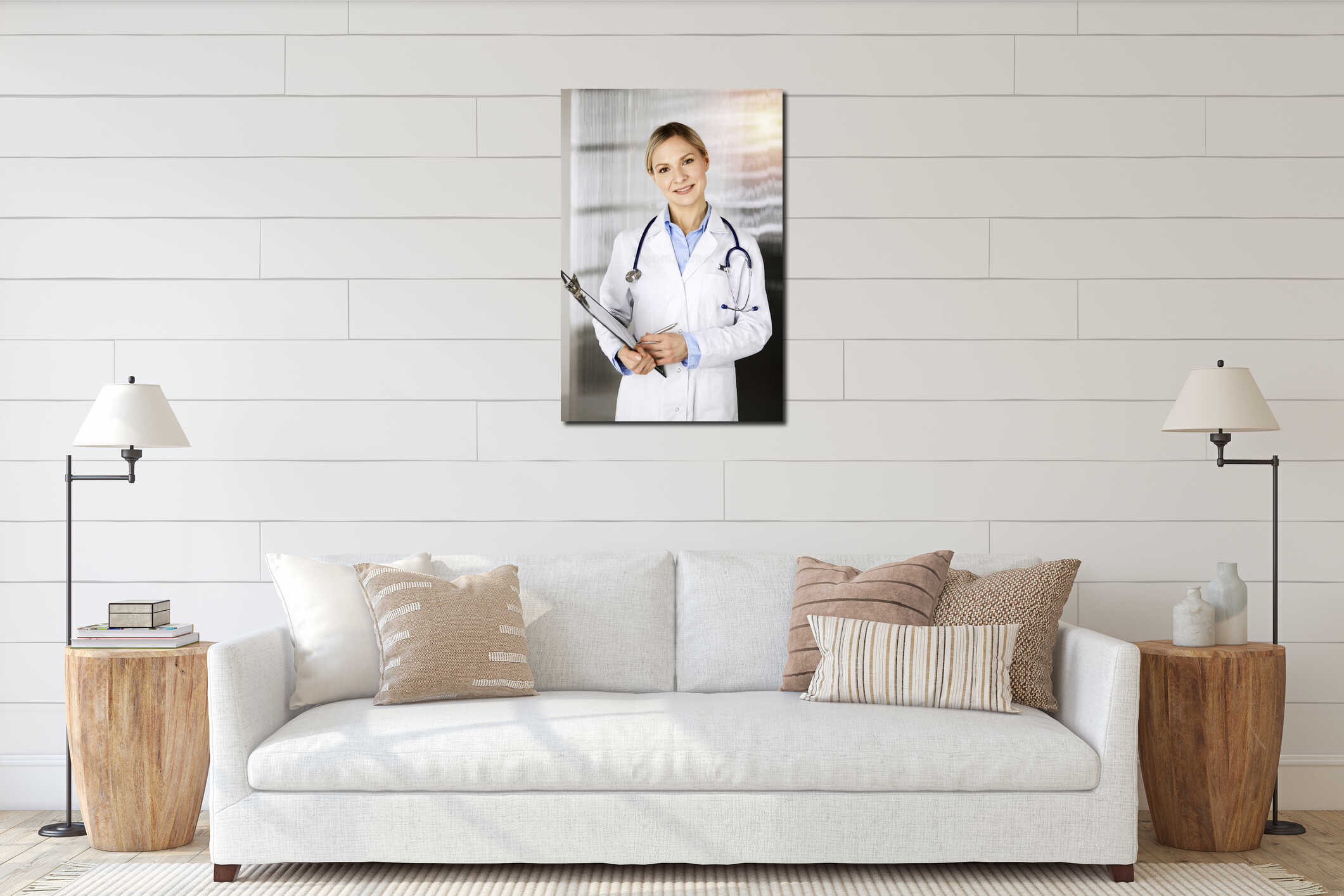 Canvas hanging interior mockup
