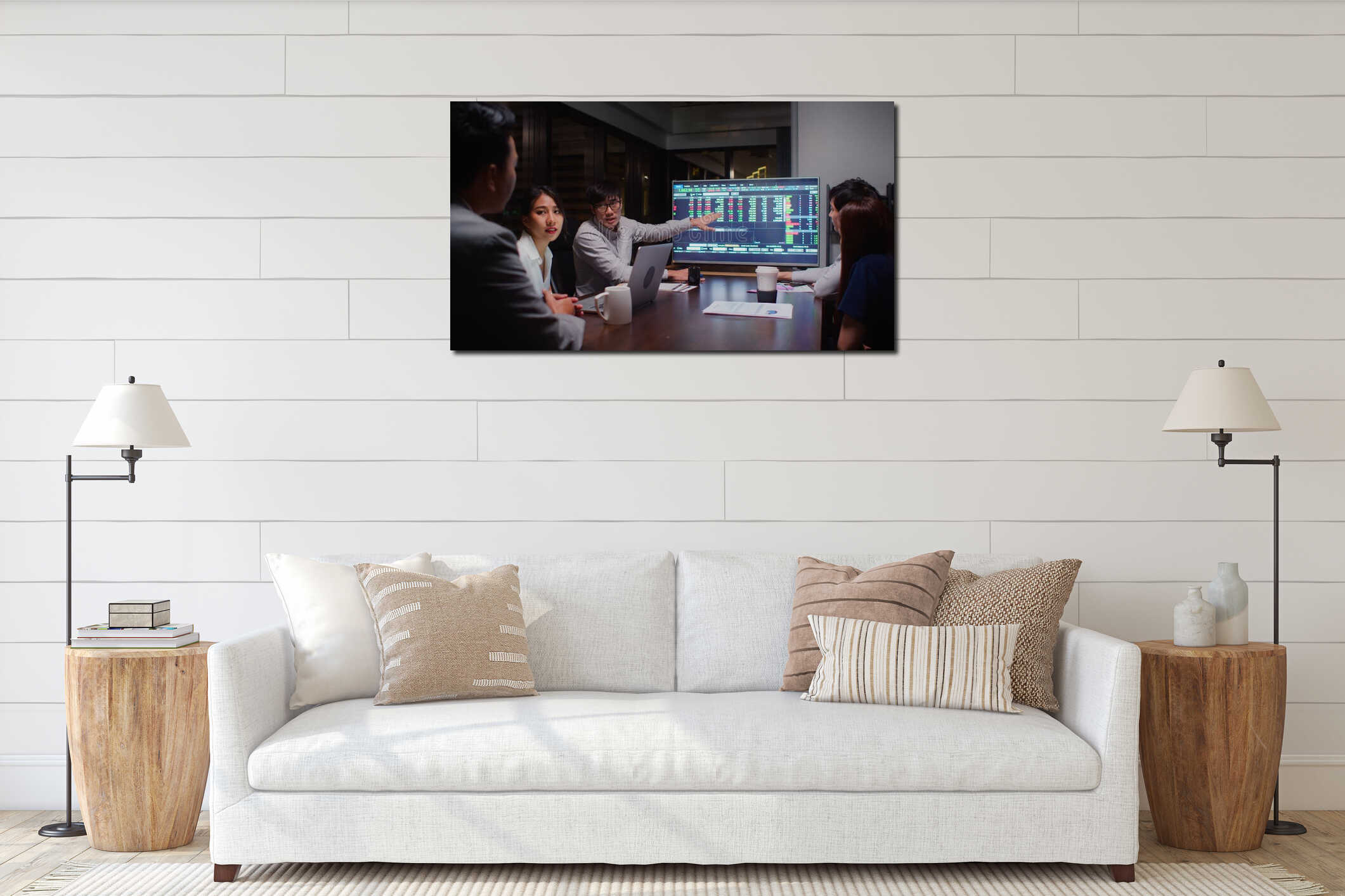 Canvas hanging interior mockup
