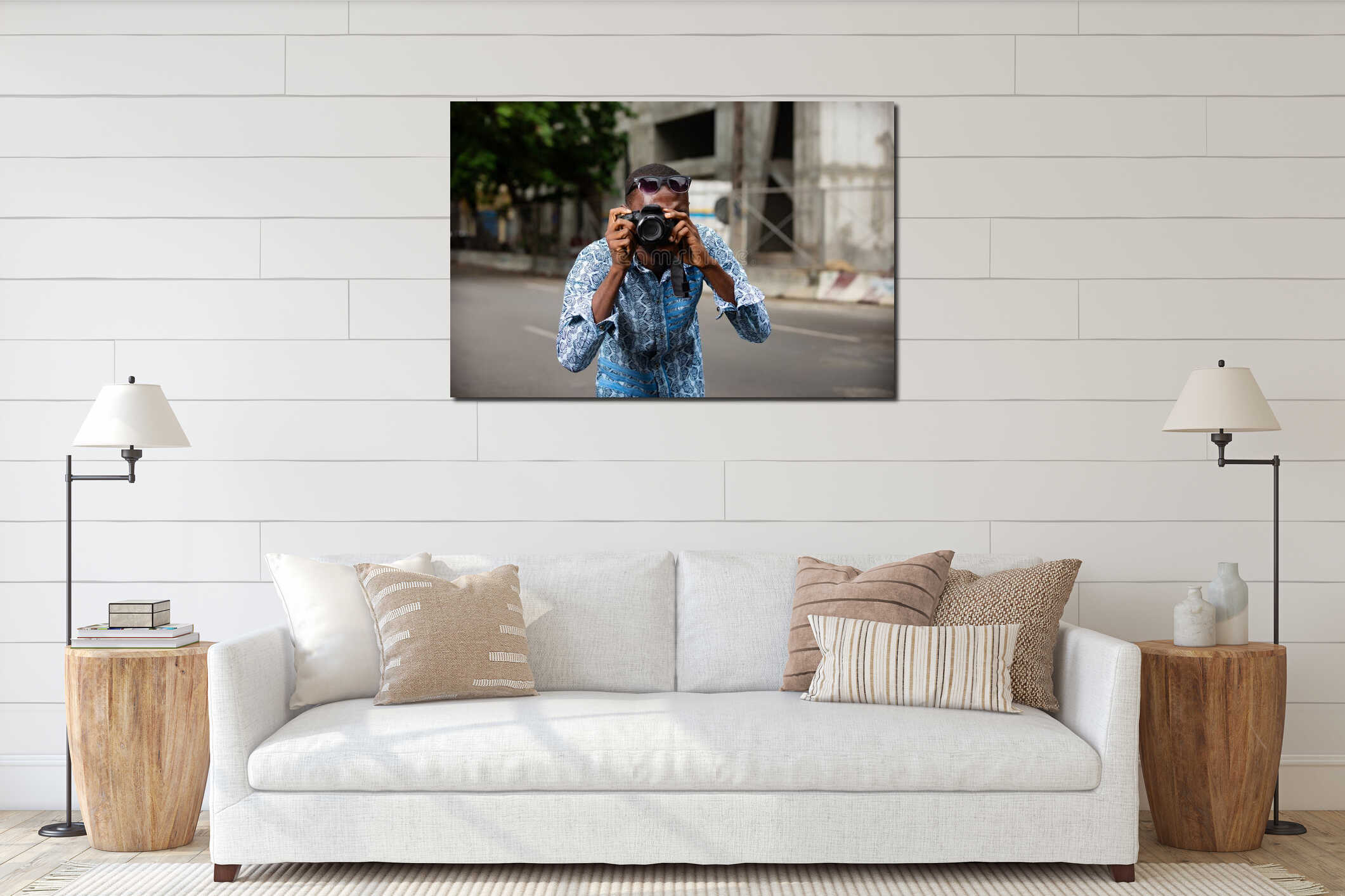 Canvas hanging interior mockup