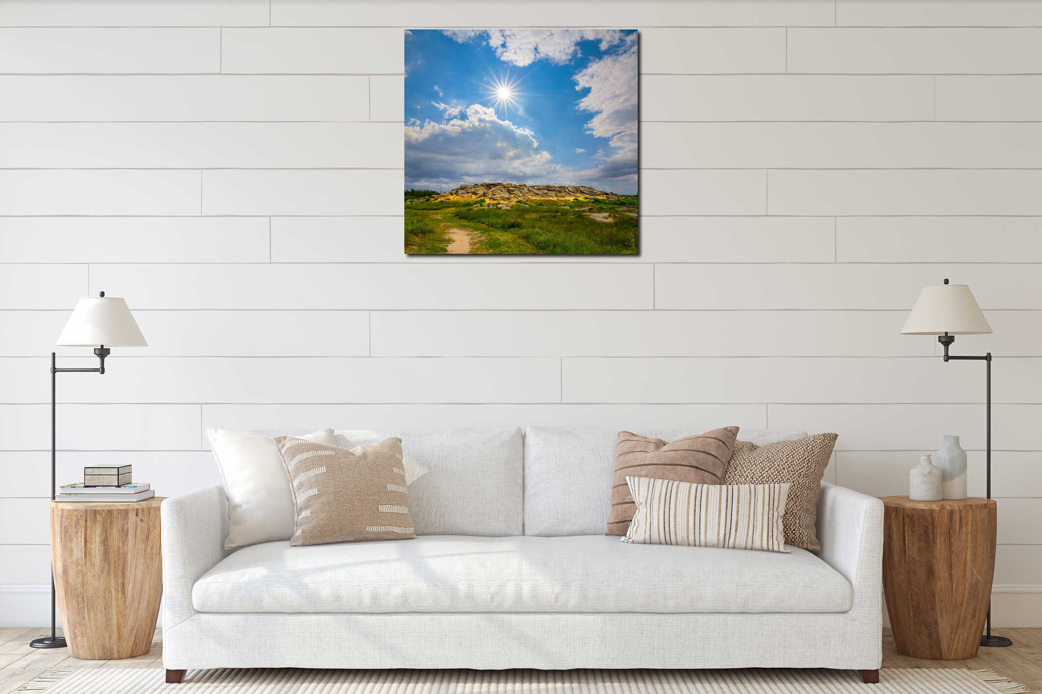 Canvas hanging interior mockup