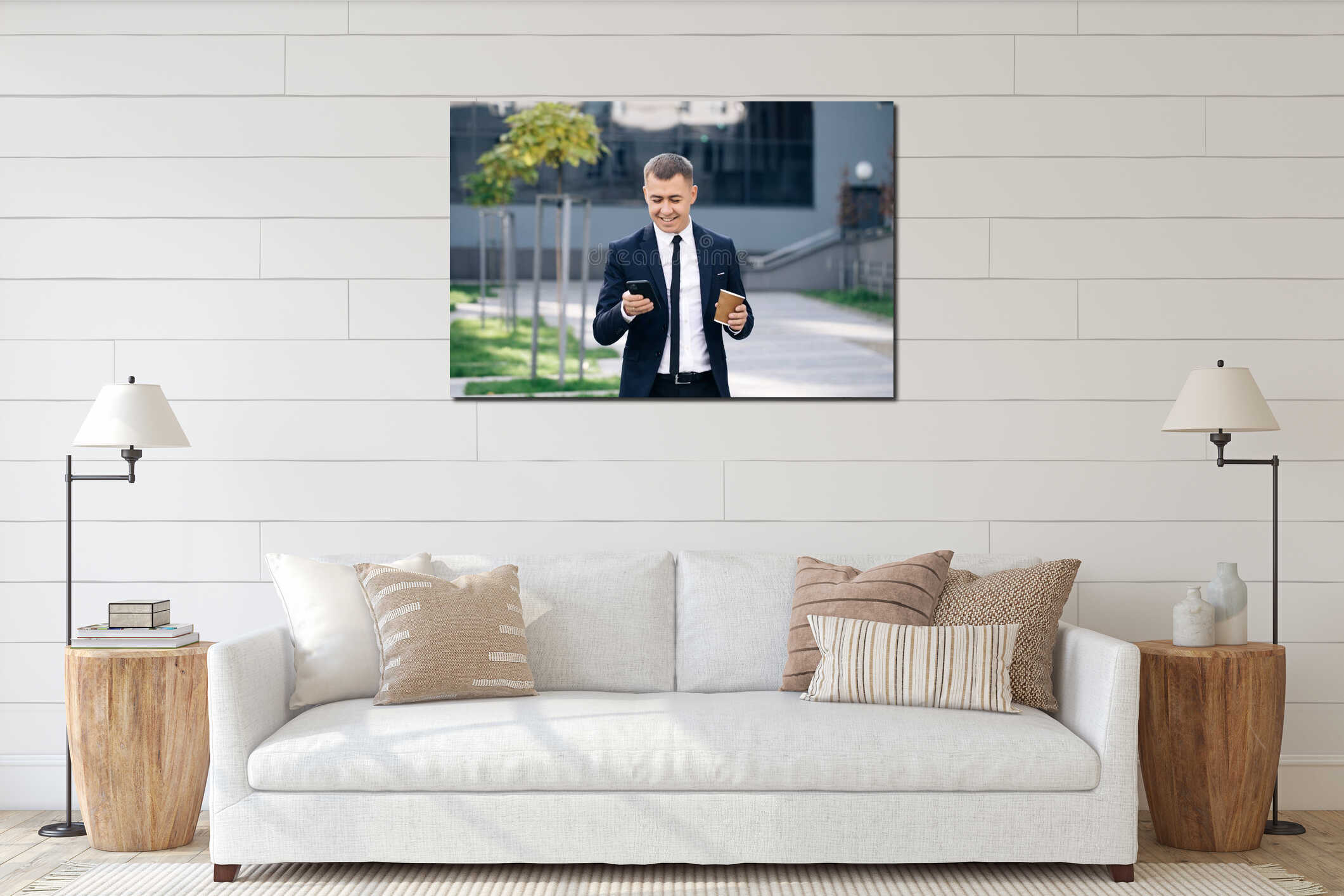 Canvas hanging interior mockup