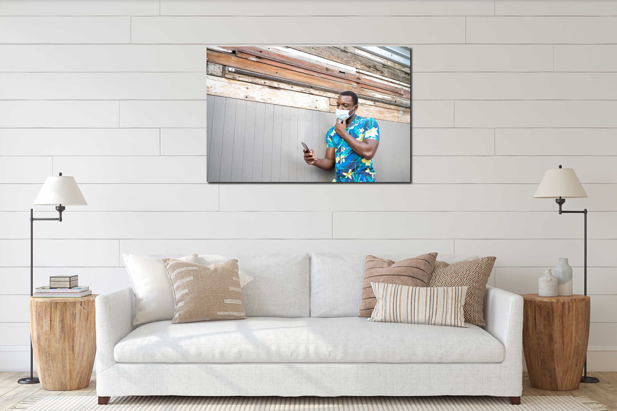 Canvas hanging interior mockup