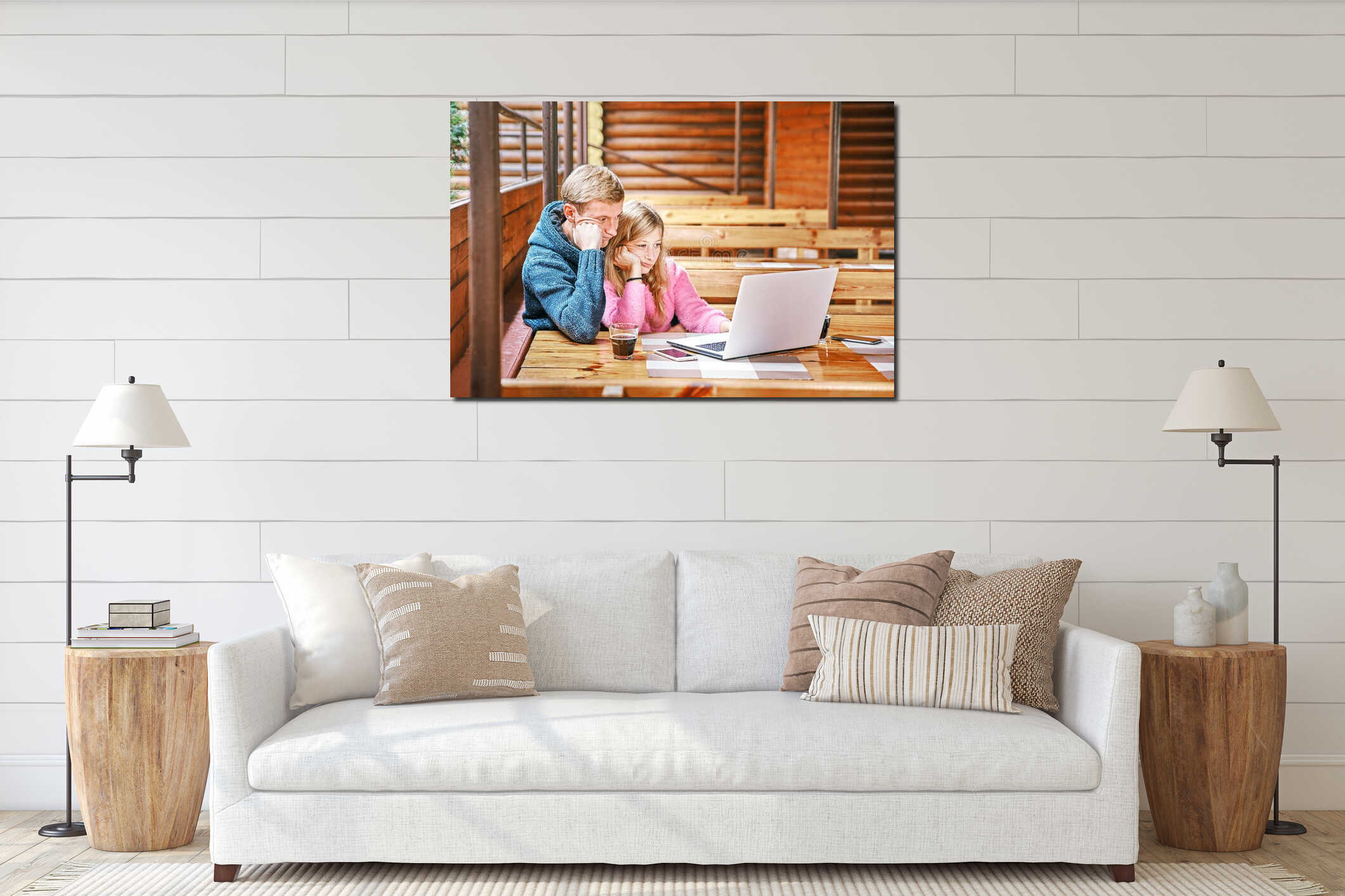 Canvas hanging interior mockup