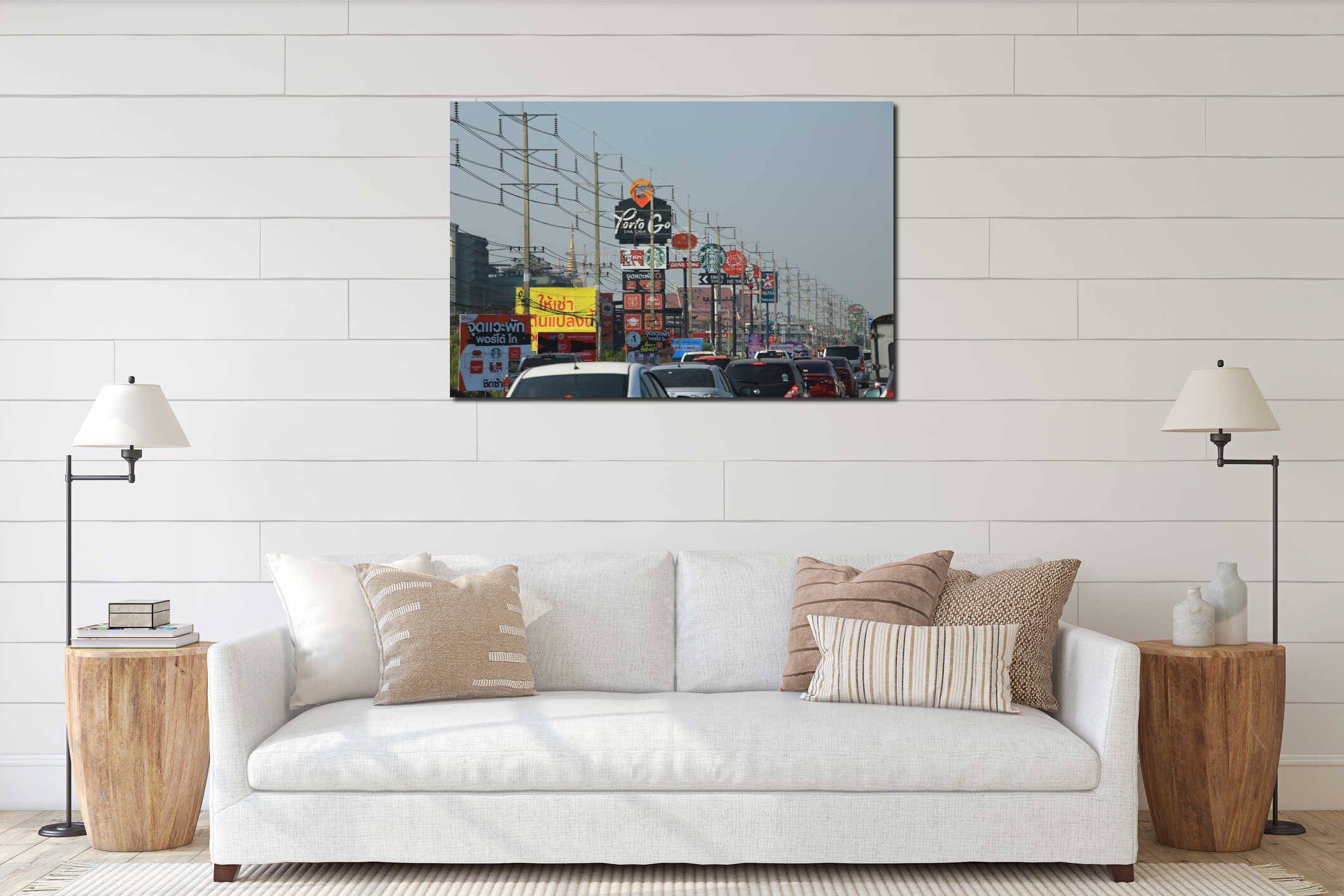 Canvas hanging interior mockup