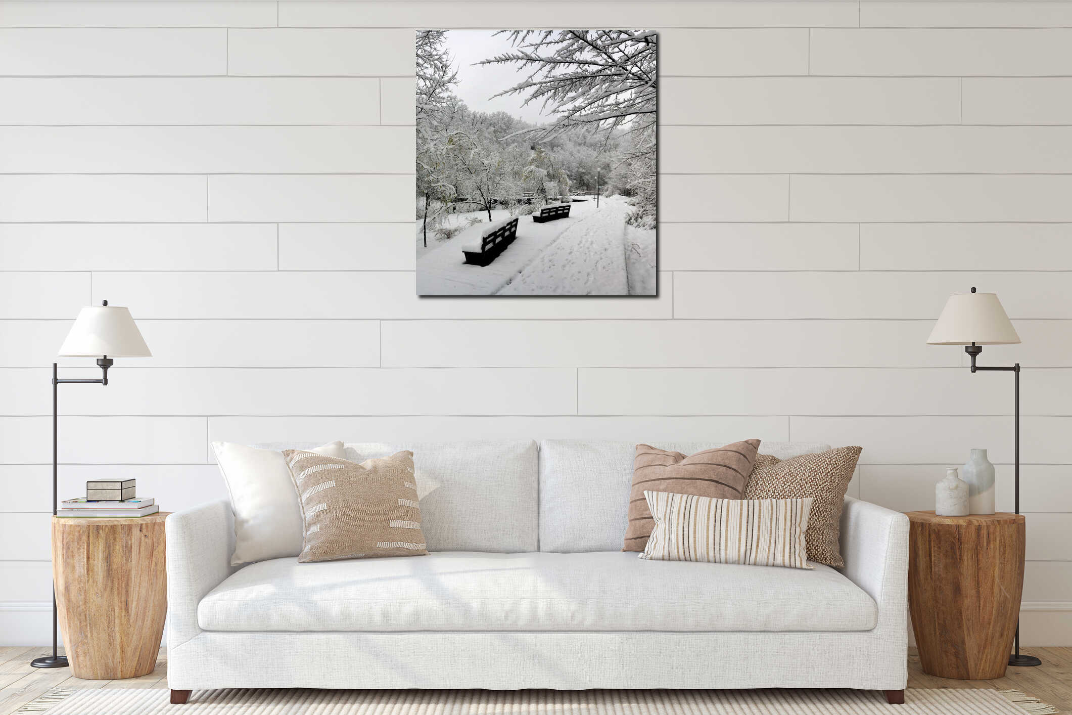 Canvas hanging interior mockup