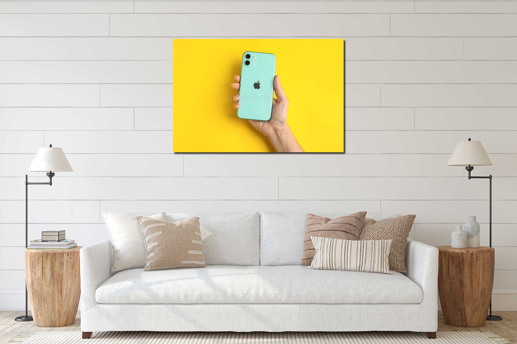 Canvas hanging interior mockup