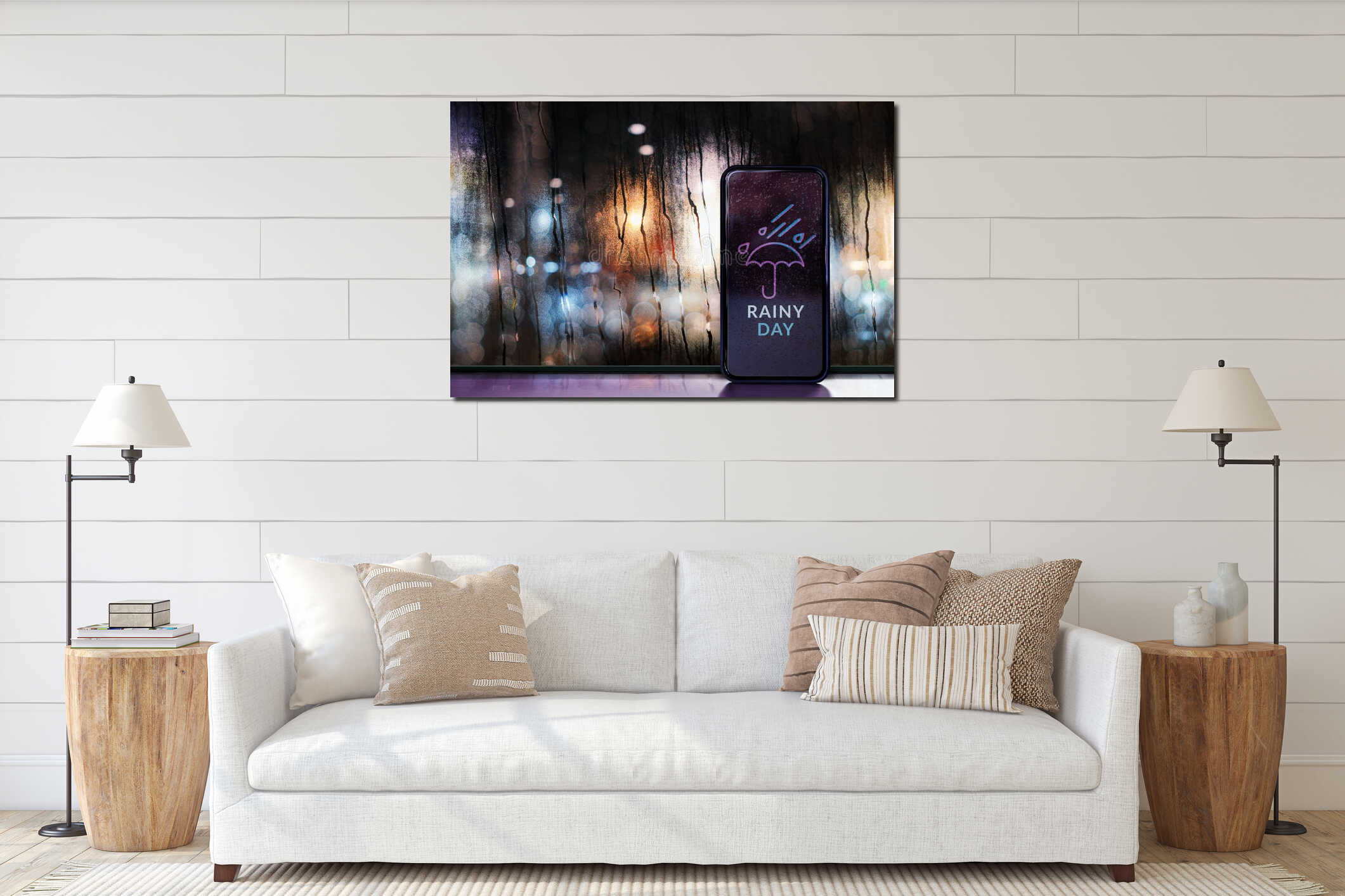 Canvas hanging interior mockup