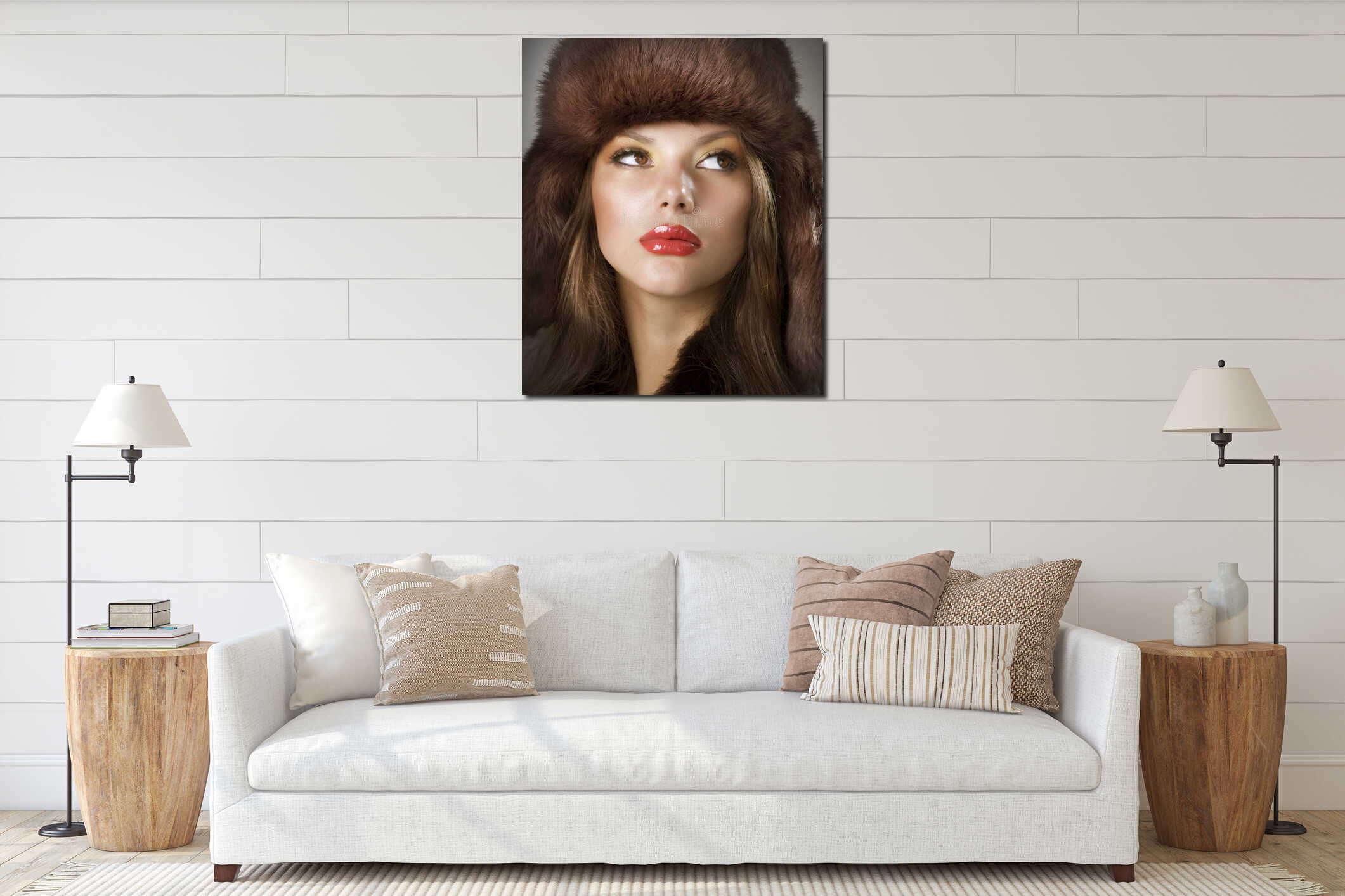 Canvas hanging interior mockup