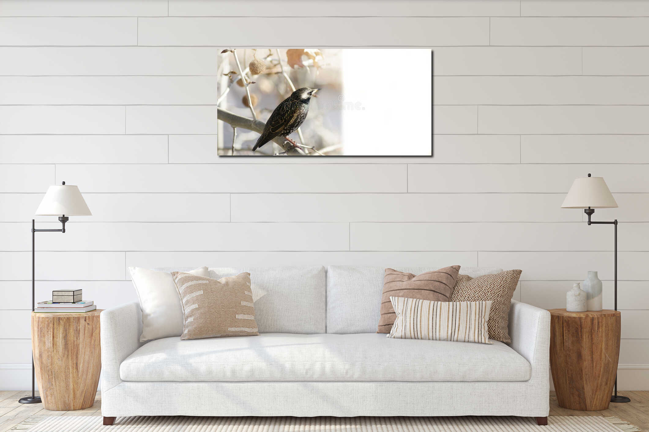 Canvas hanging interior mockup