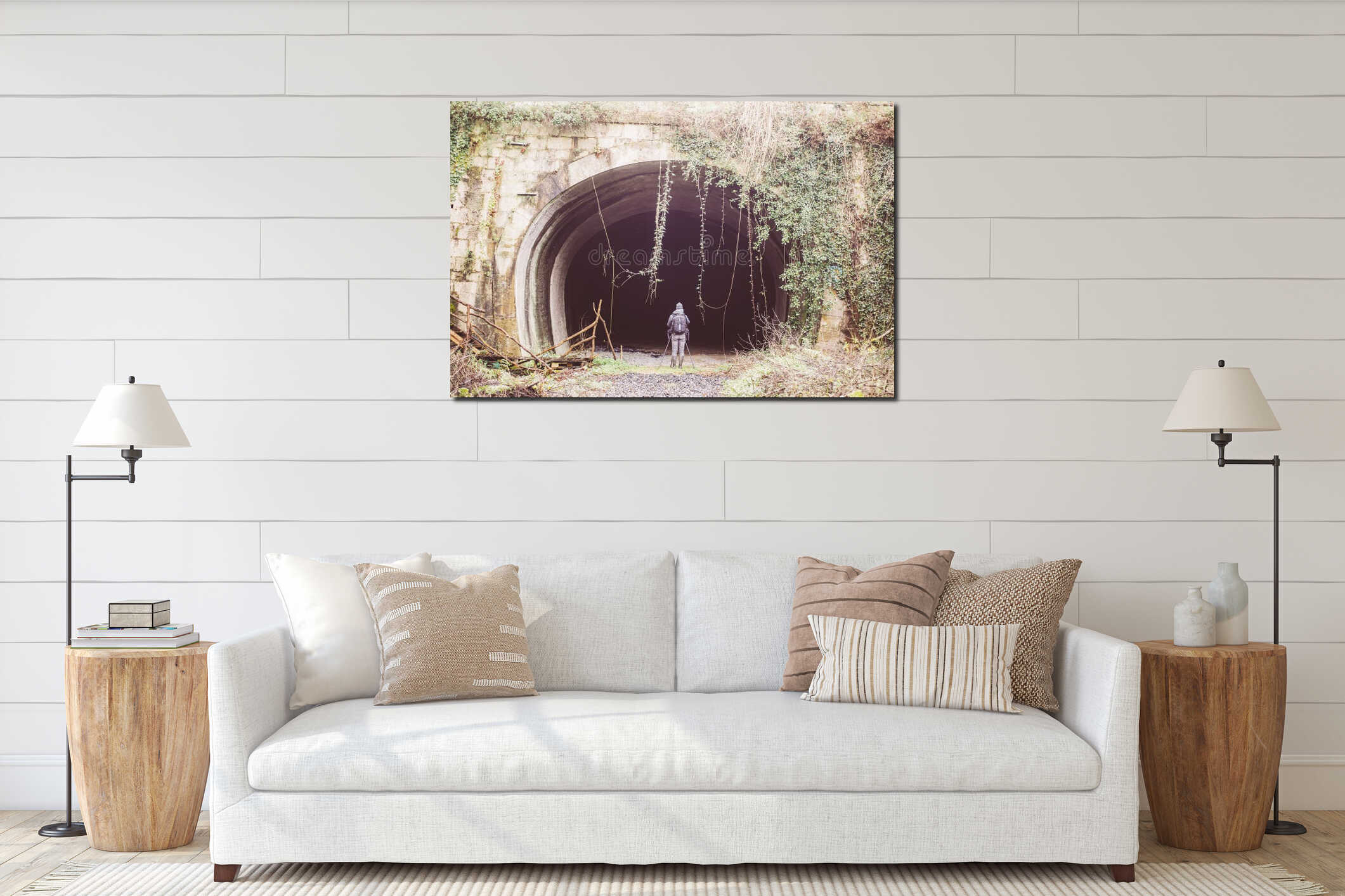 Canvas hanging interior mockup
