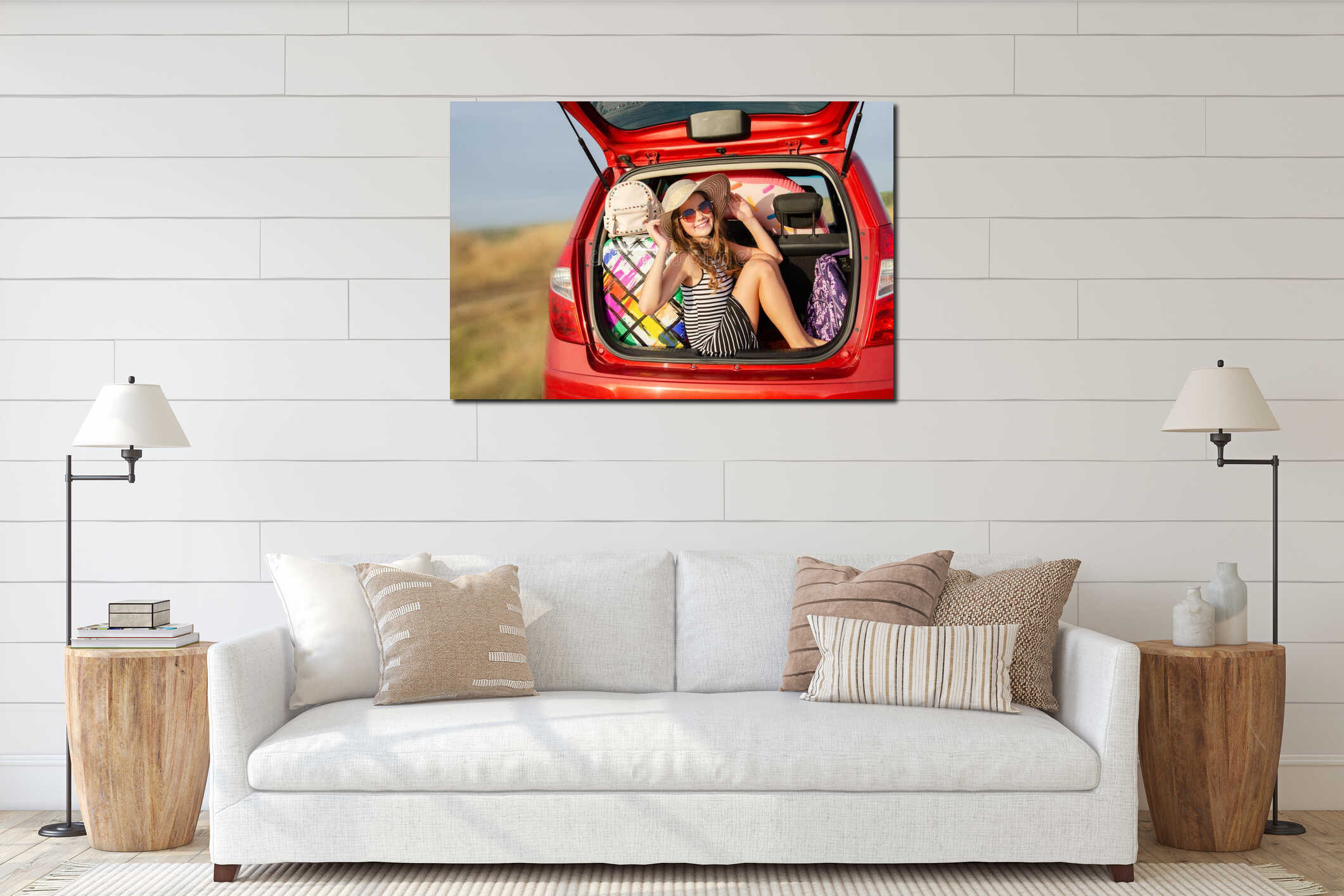 Canvas hanging interior mockup