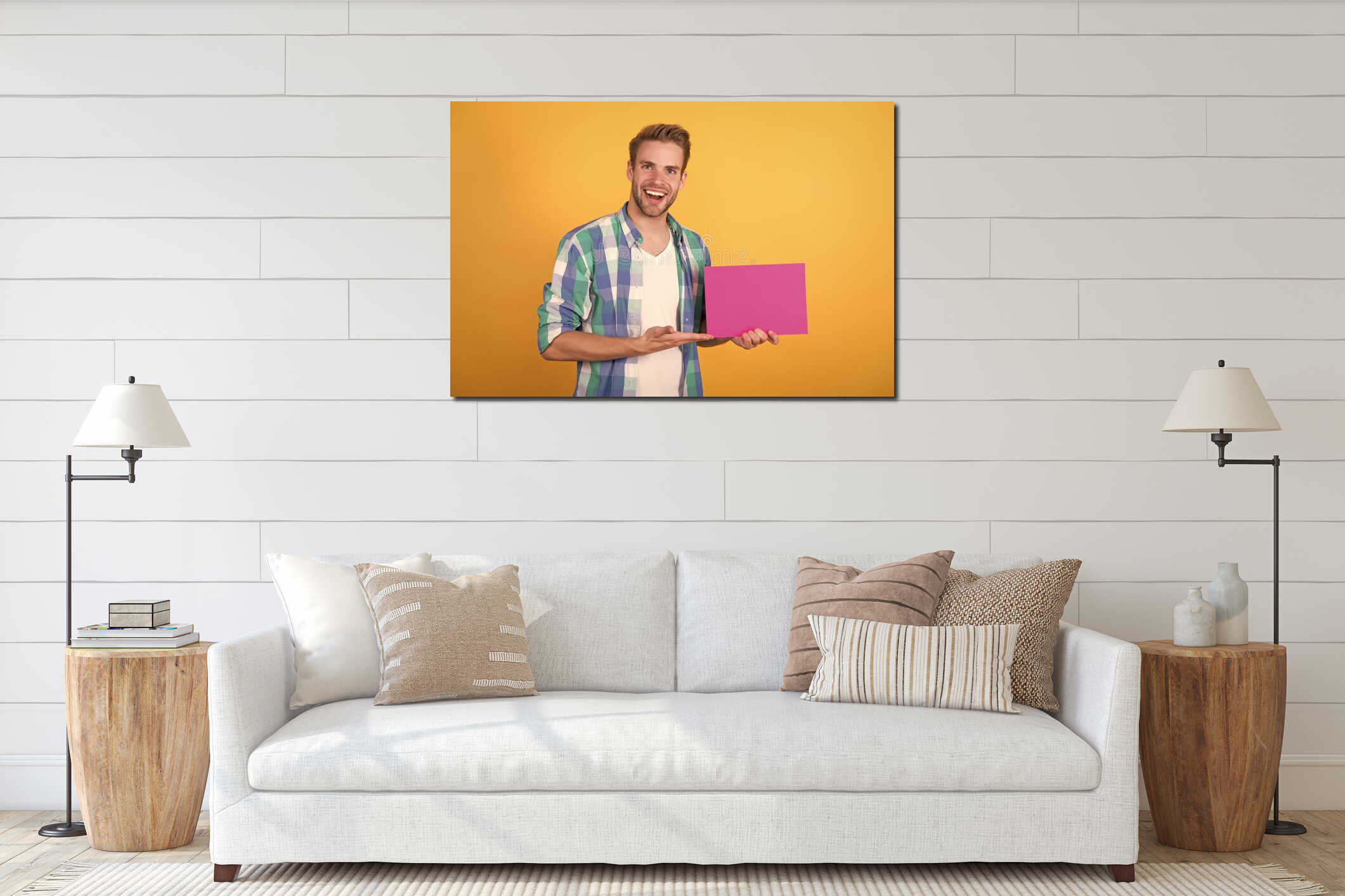 Canvas hanging interior mockup