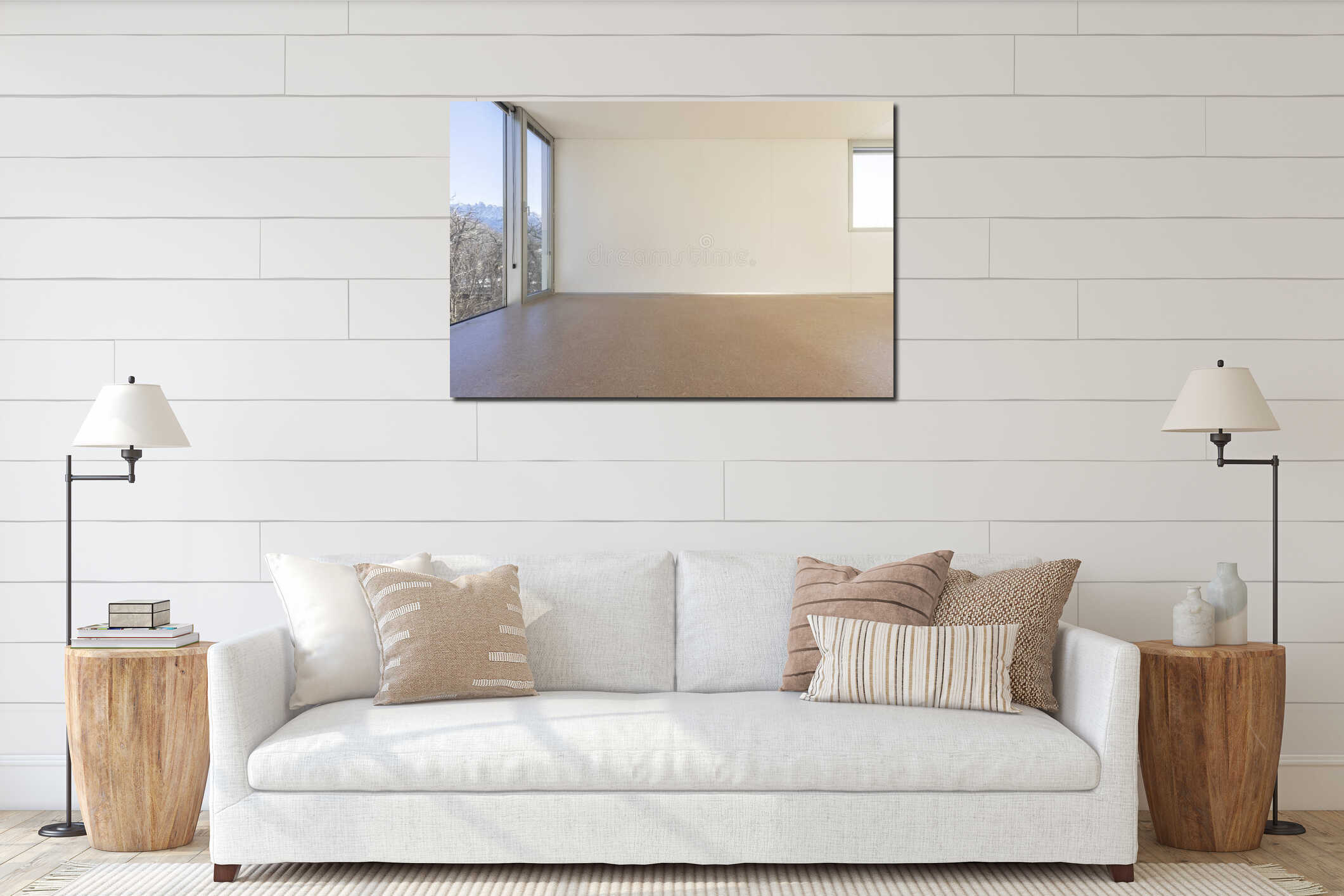 Canvas hanging interior mockup