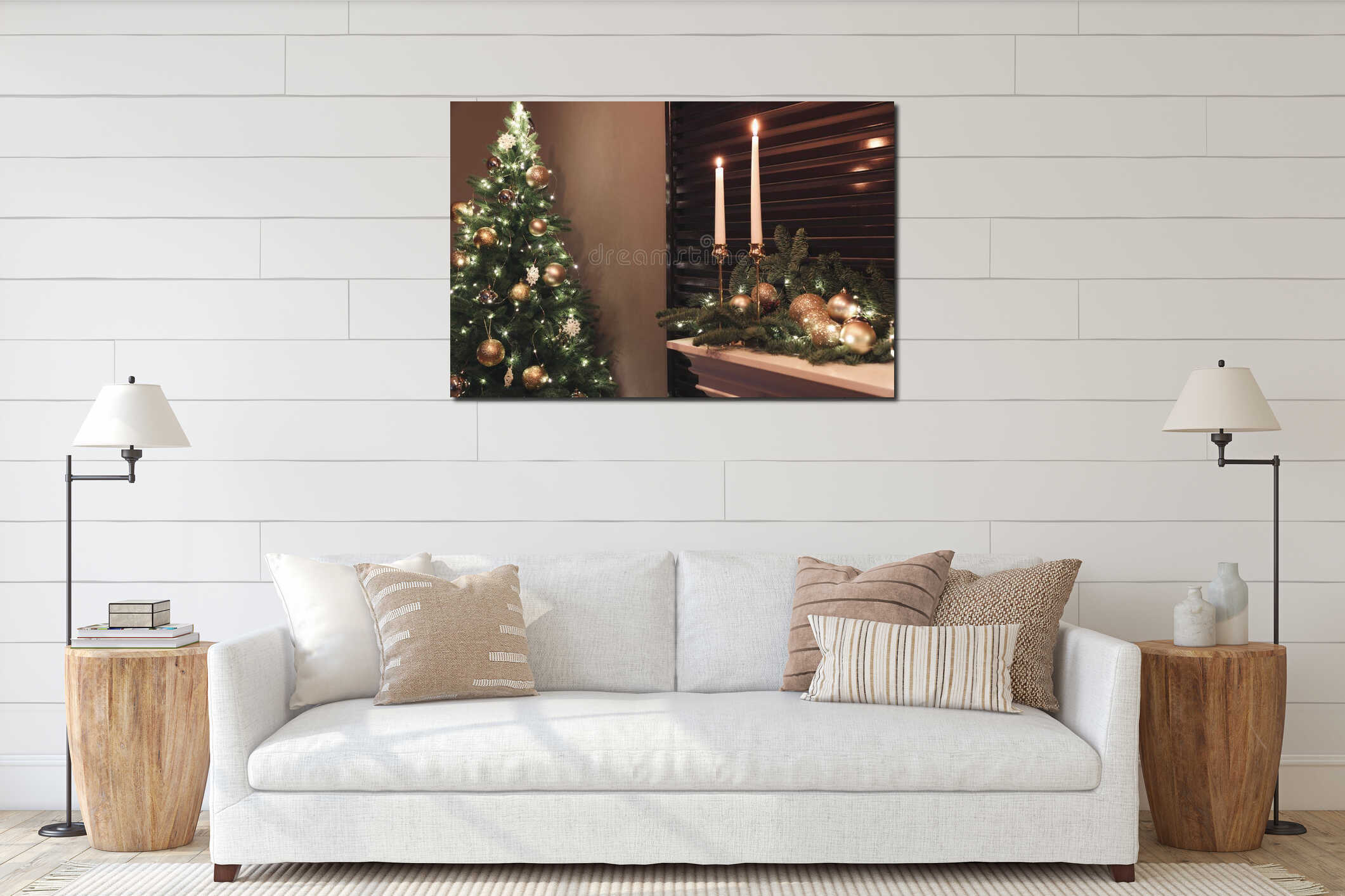 Canvas hanging interior mockup