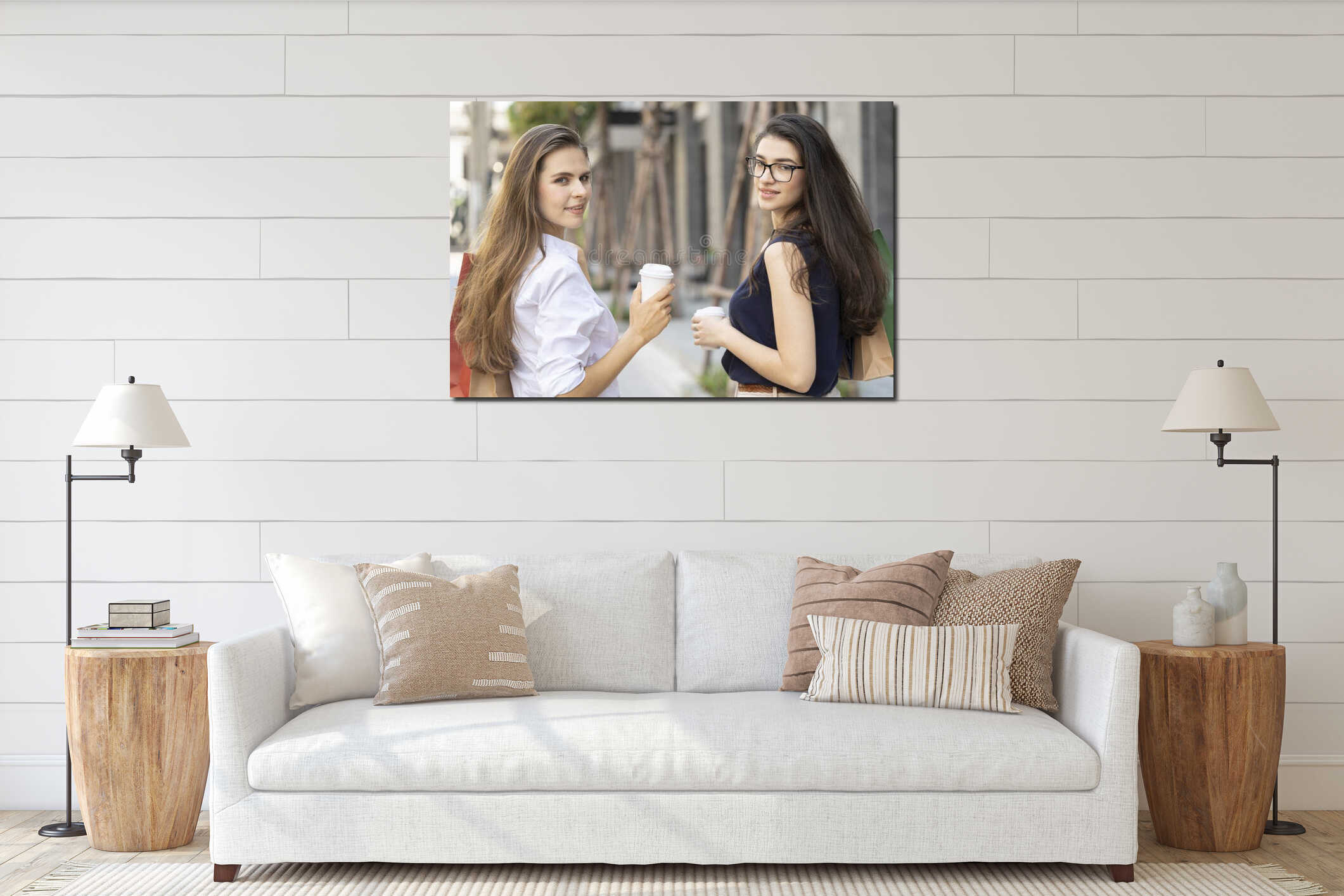 Canvas hanging interior mockup