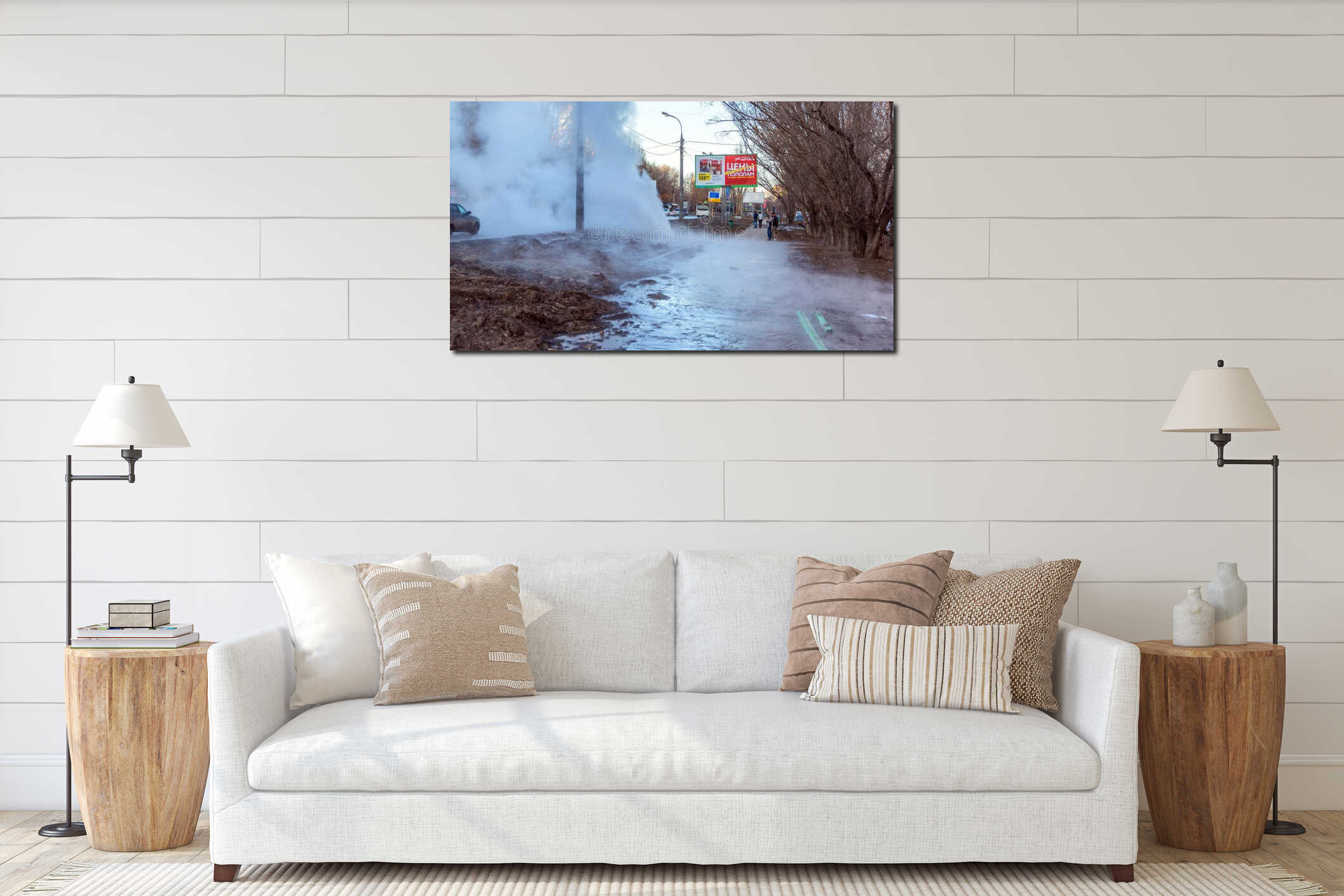 Canvas hanging interior mockup