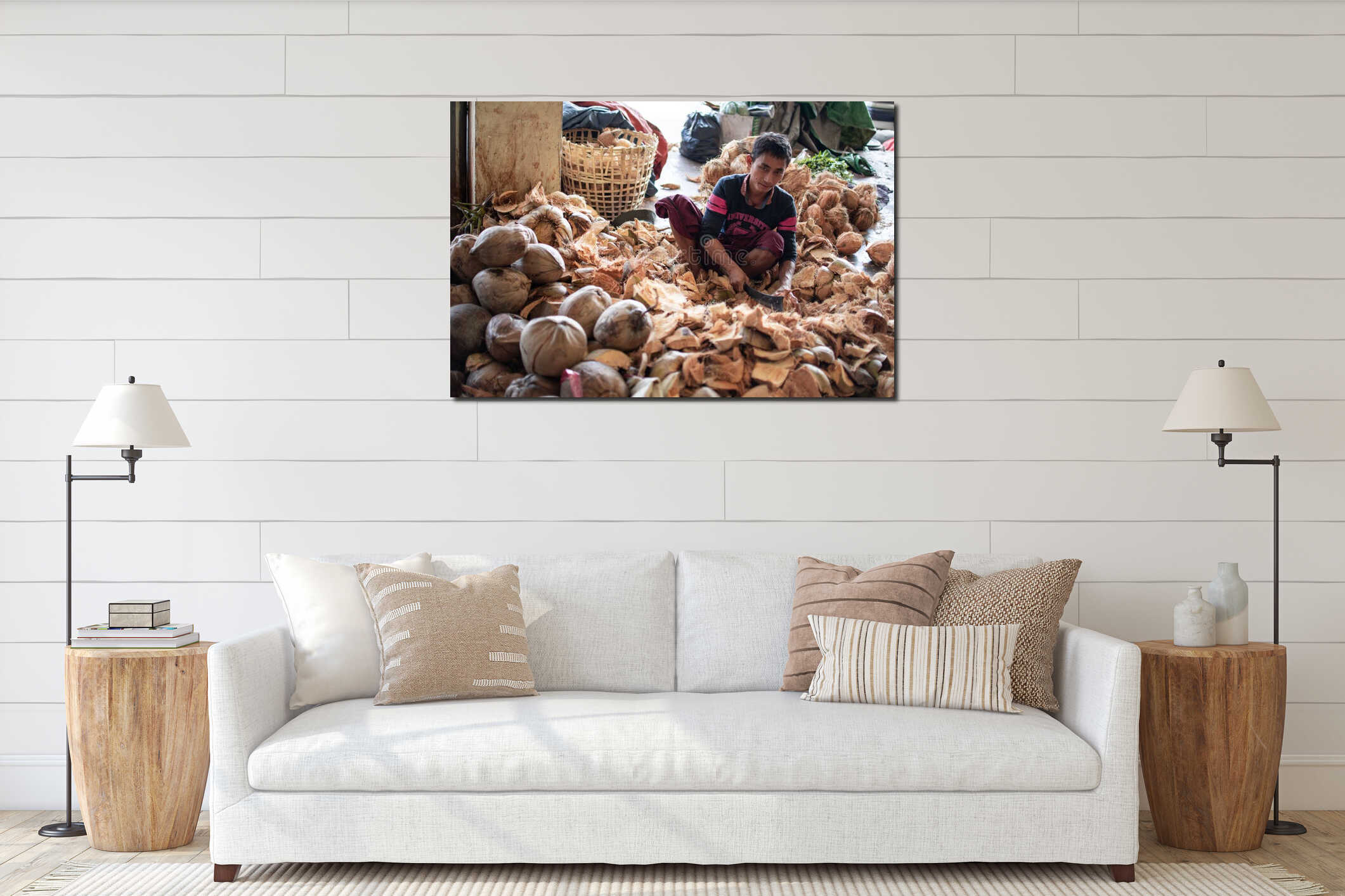 Canvas hanging interior mockup