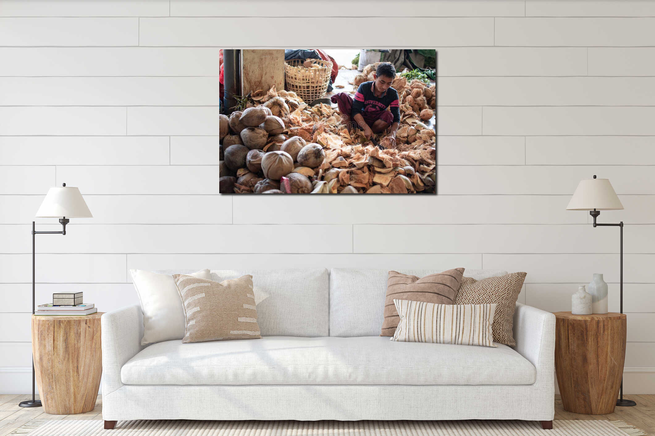 Canvas hanging interior mockup