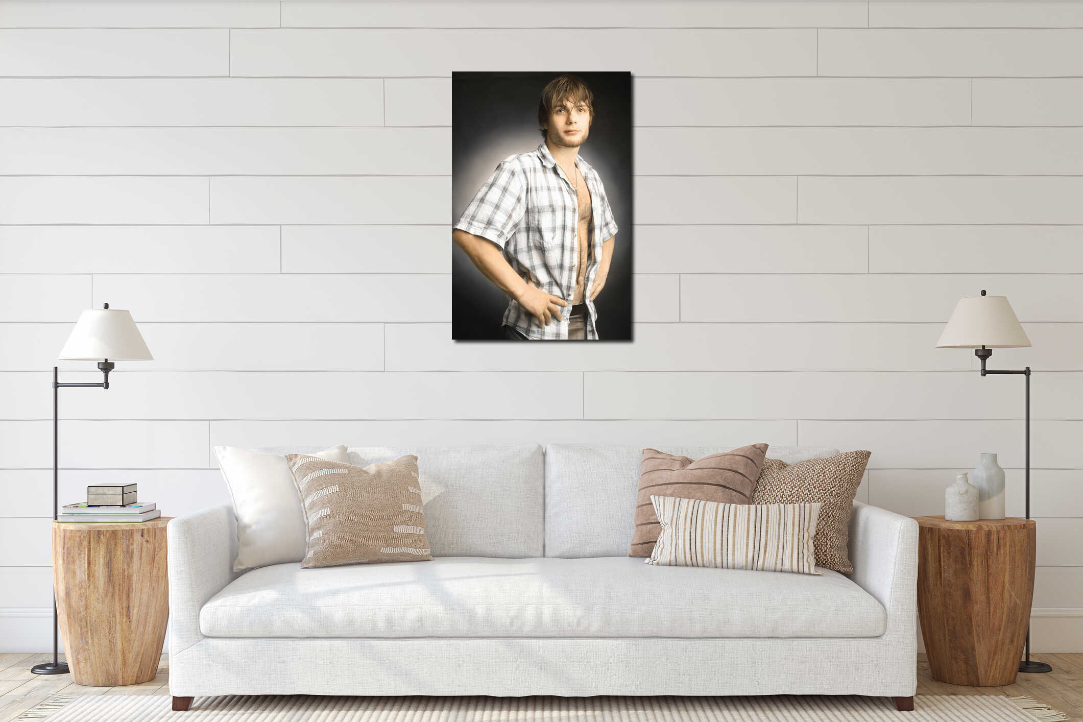 Canvas hanging interior mockup