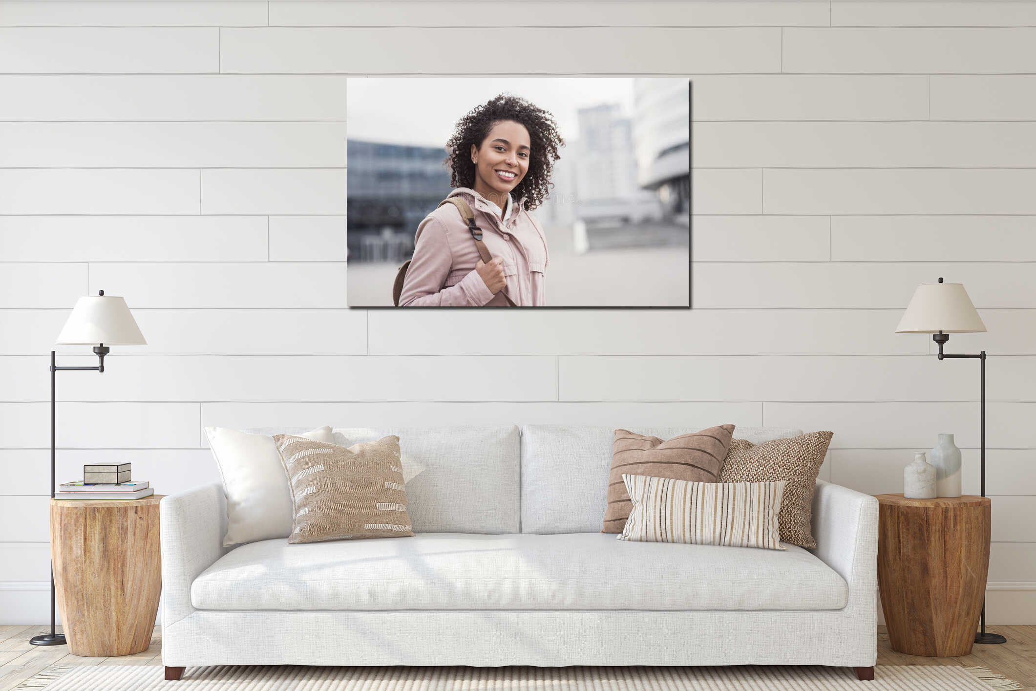 Canvas hanging interior mockup