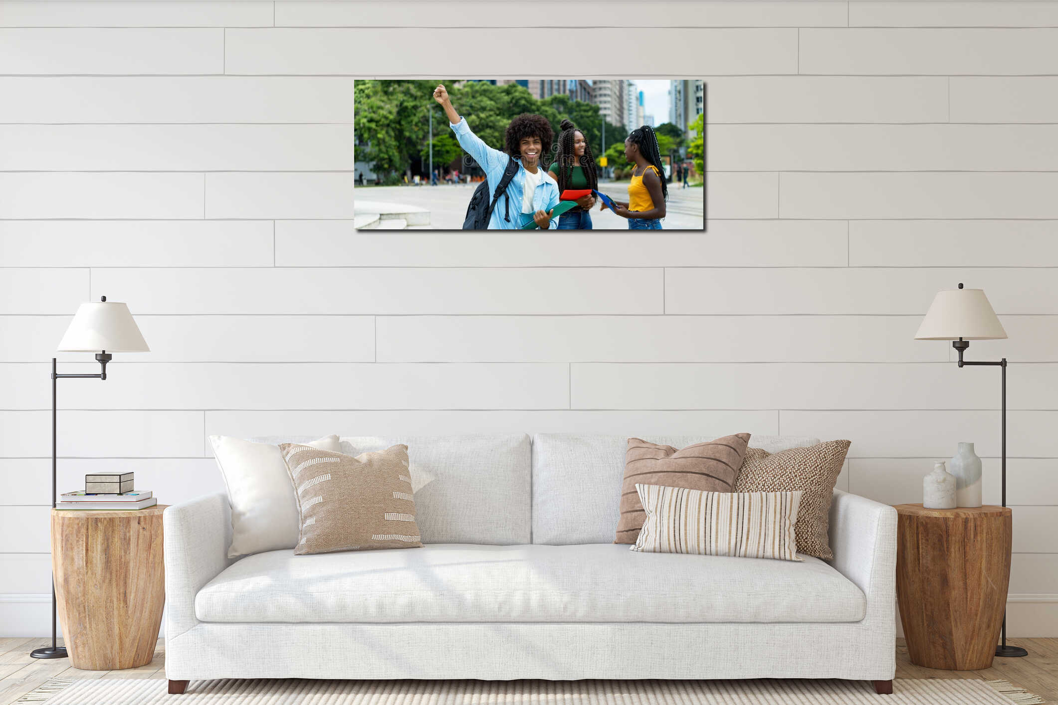 Canvas hanging interior mockup