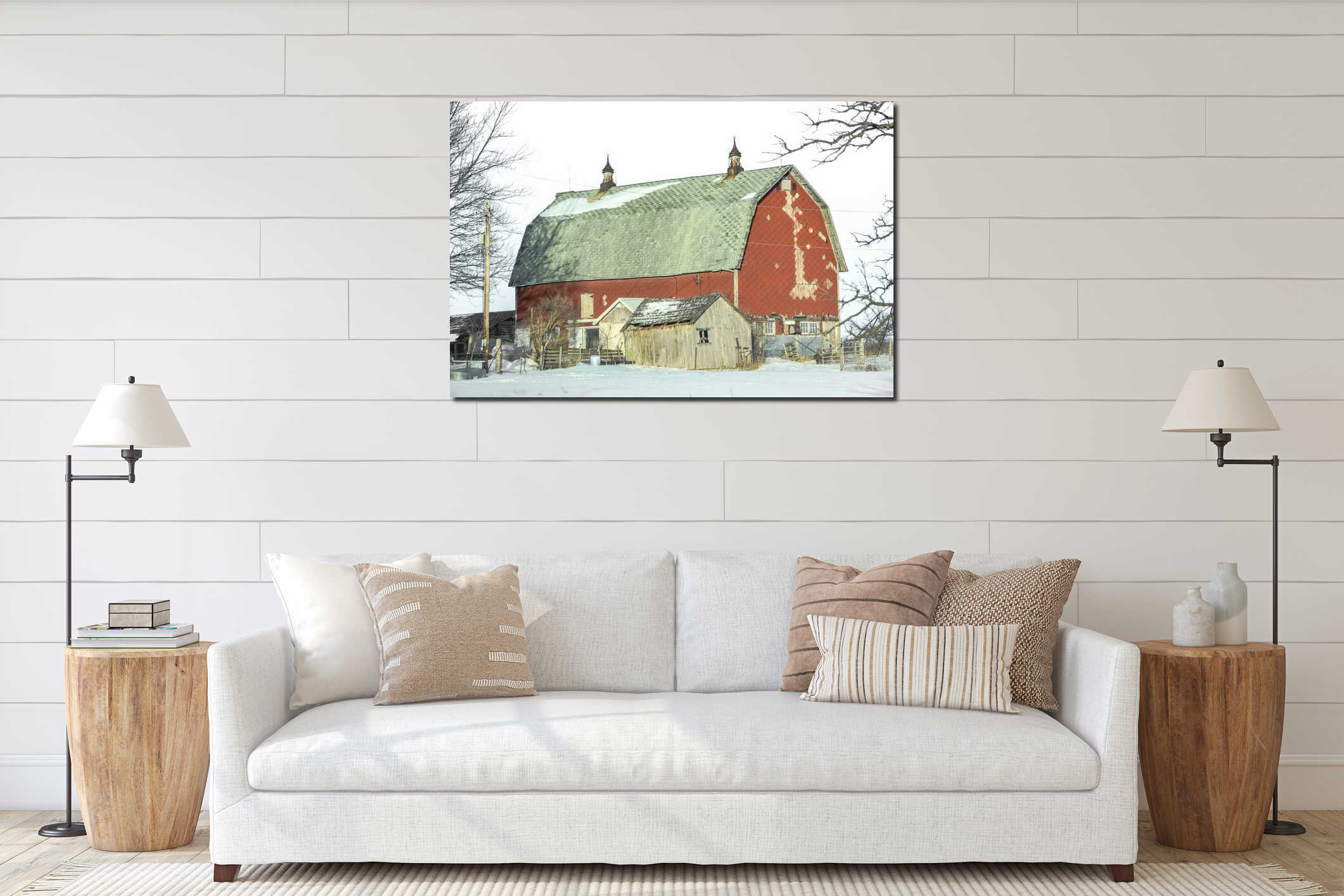 Canvas hanging interior mockup