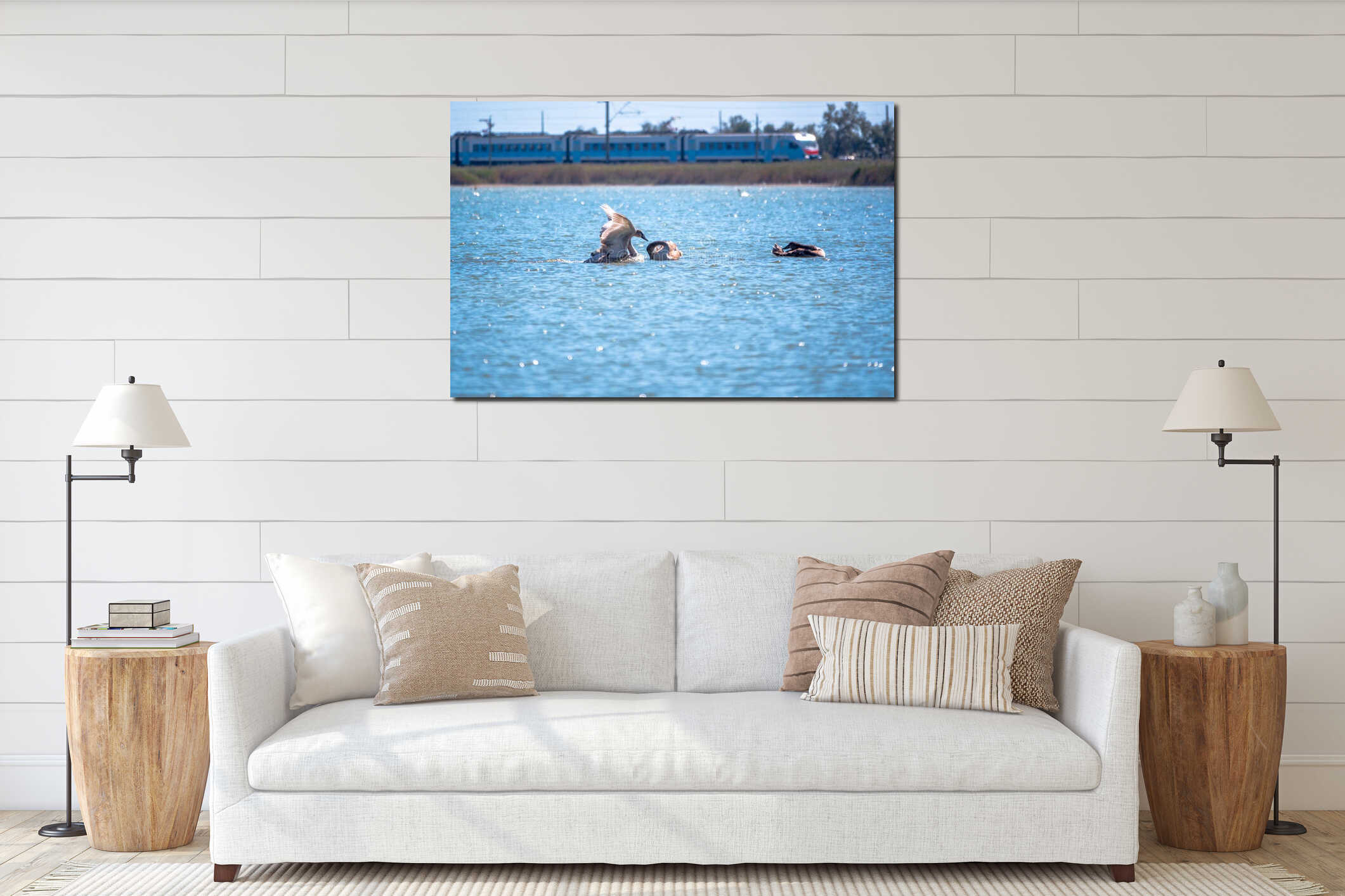 Canvas hanging interior mockup