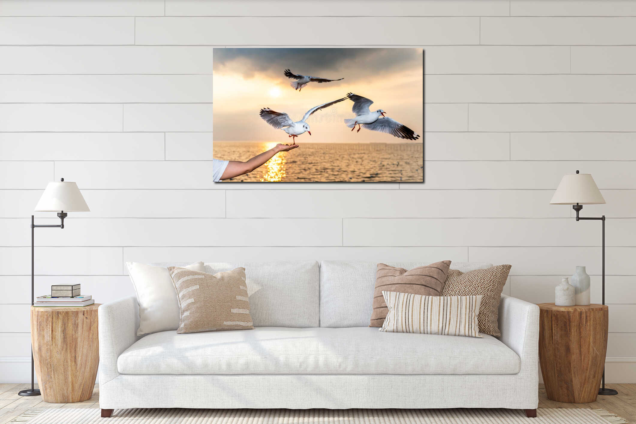 Canvas hanging interior mockup